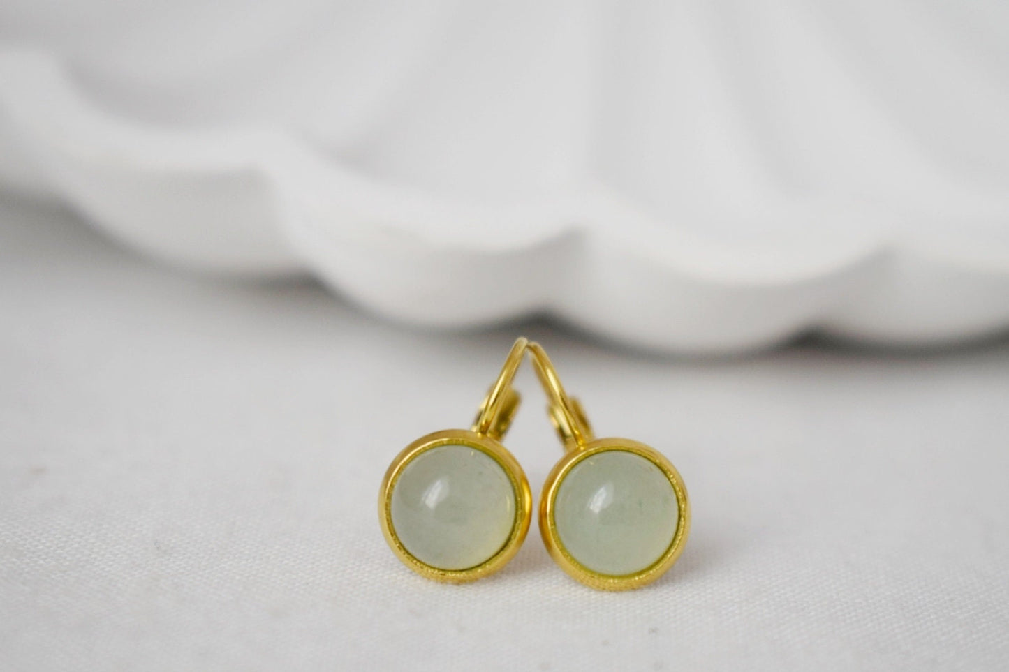 Small aventurine earrings dangle gold, Gemstone Green, Minimalist, Lever back, Natural stone, Birthstone, Jewelry Gift for her