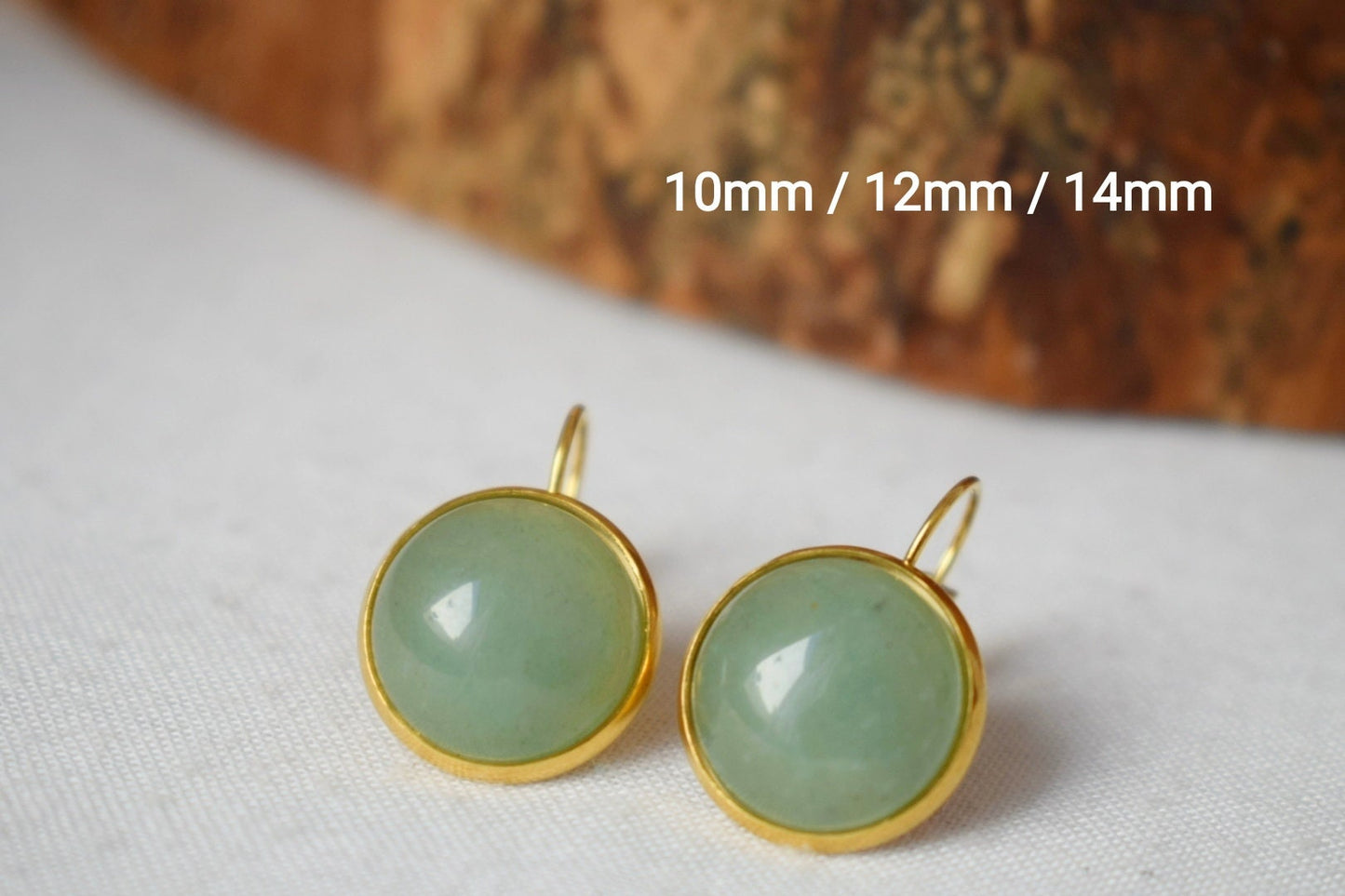 Small aventurine earrings dangle gold, Gemstone Green, Minimalist, Lever back, Natural stone, Birthstone, Jewelry Gift for her