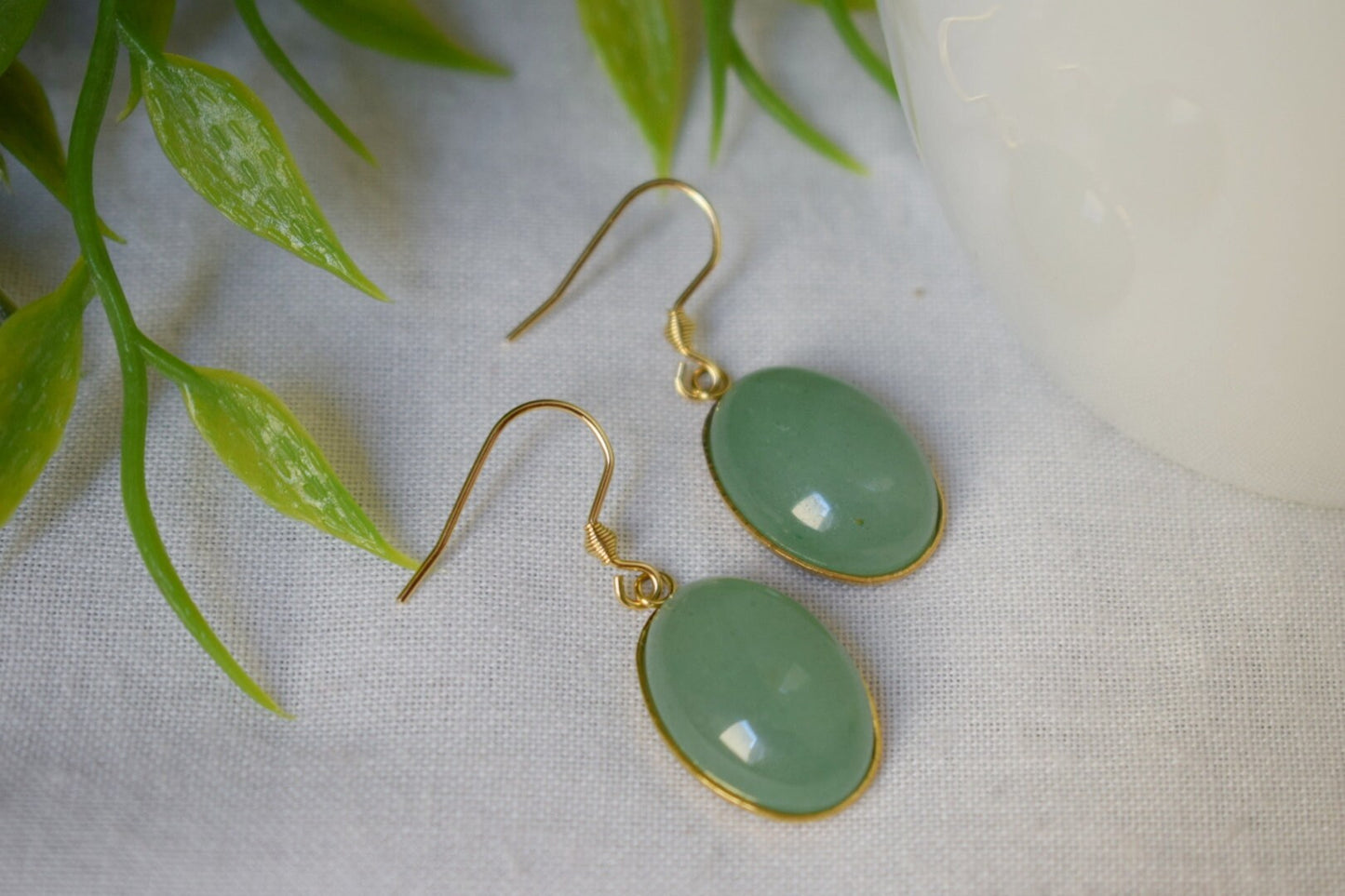 Aventurine earrings dangle, Green, Gold, Gemstone, Lever back hoop earrings with stone, Hanging earrings, Aventurine gold jewelry, Gift her