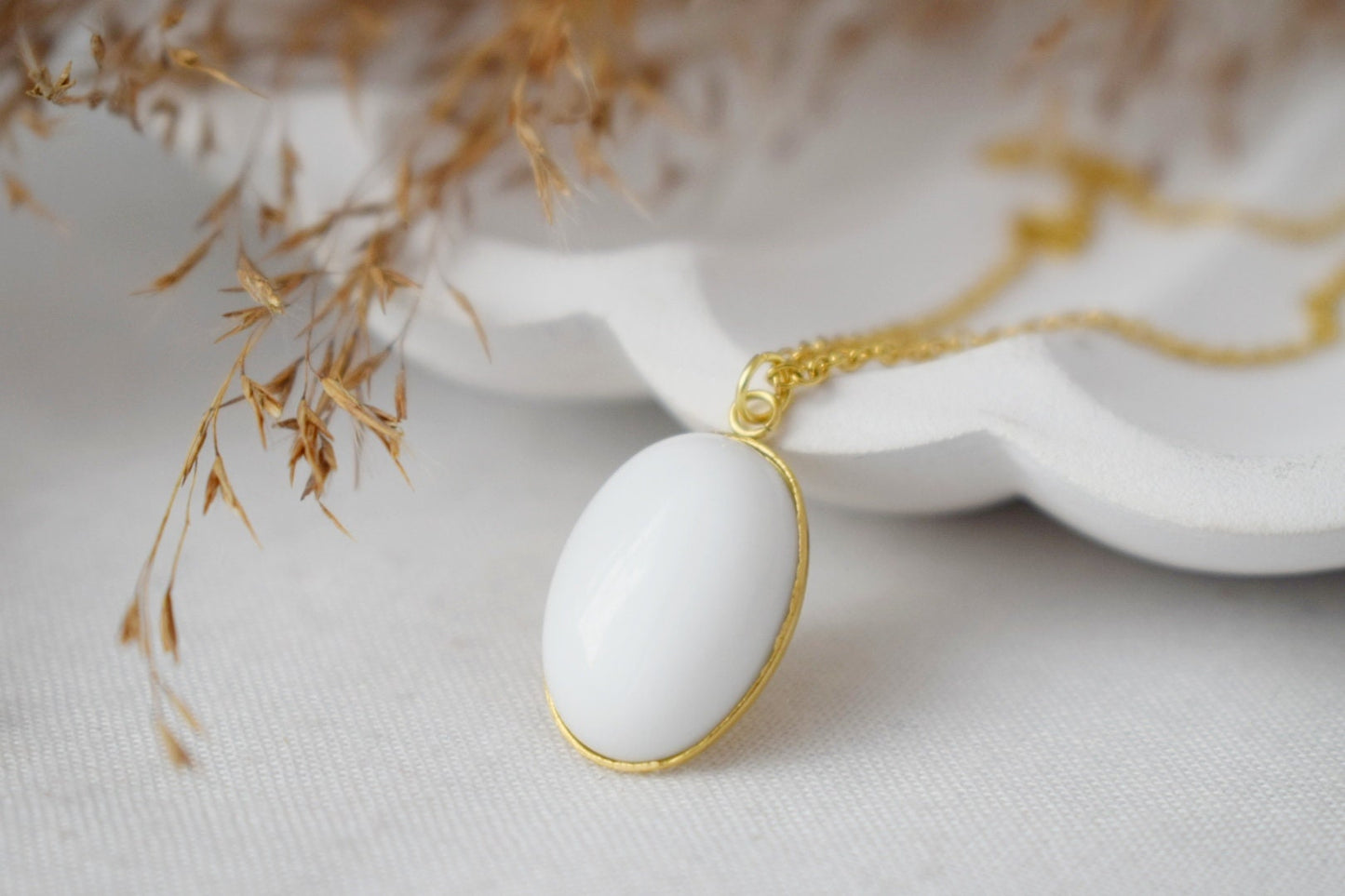 White jade oval gold earrings, White gemstone dangle drop earrings, Hanging stone earrings, Jade gold jewelry, Anniversary gifts for women