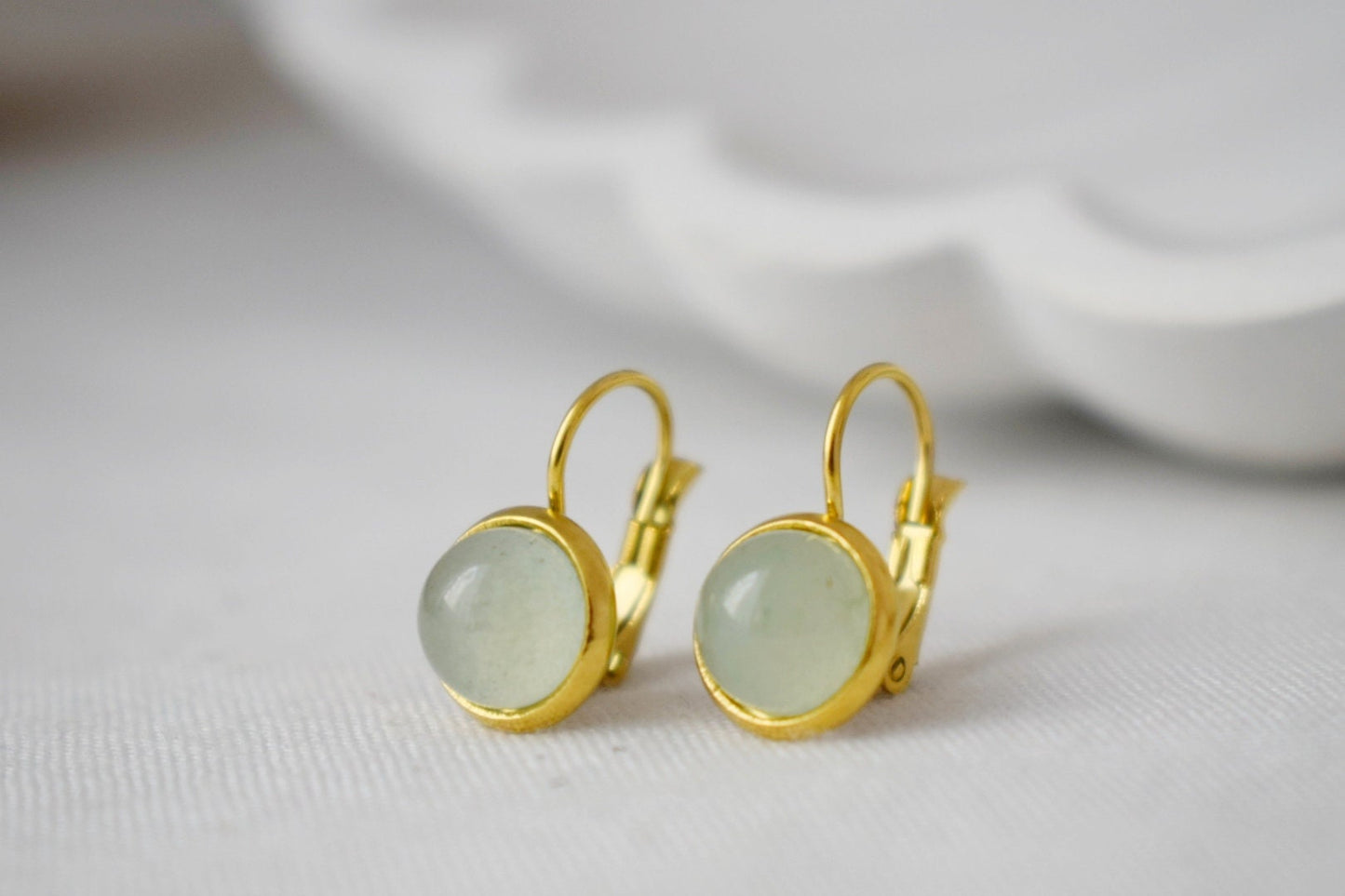 Small aventurine earrings dangle gold, Gemstone Green, Minimalist, Lever back, Natural stone, Birthstone, Jewelry Gift for her