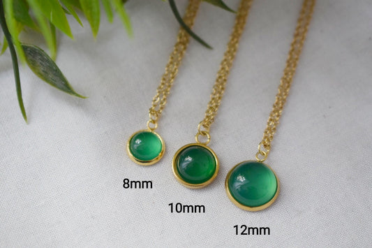 Necklace Green Agate Gold, Gemstone, Green Round Necklace, Stone, Green Agate Pendant, Agate Birthstone Jewelry, Gemstone, Gift for her