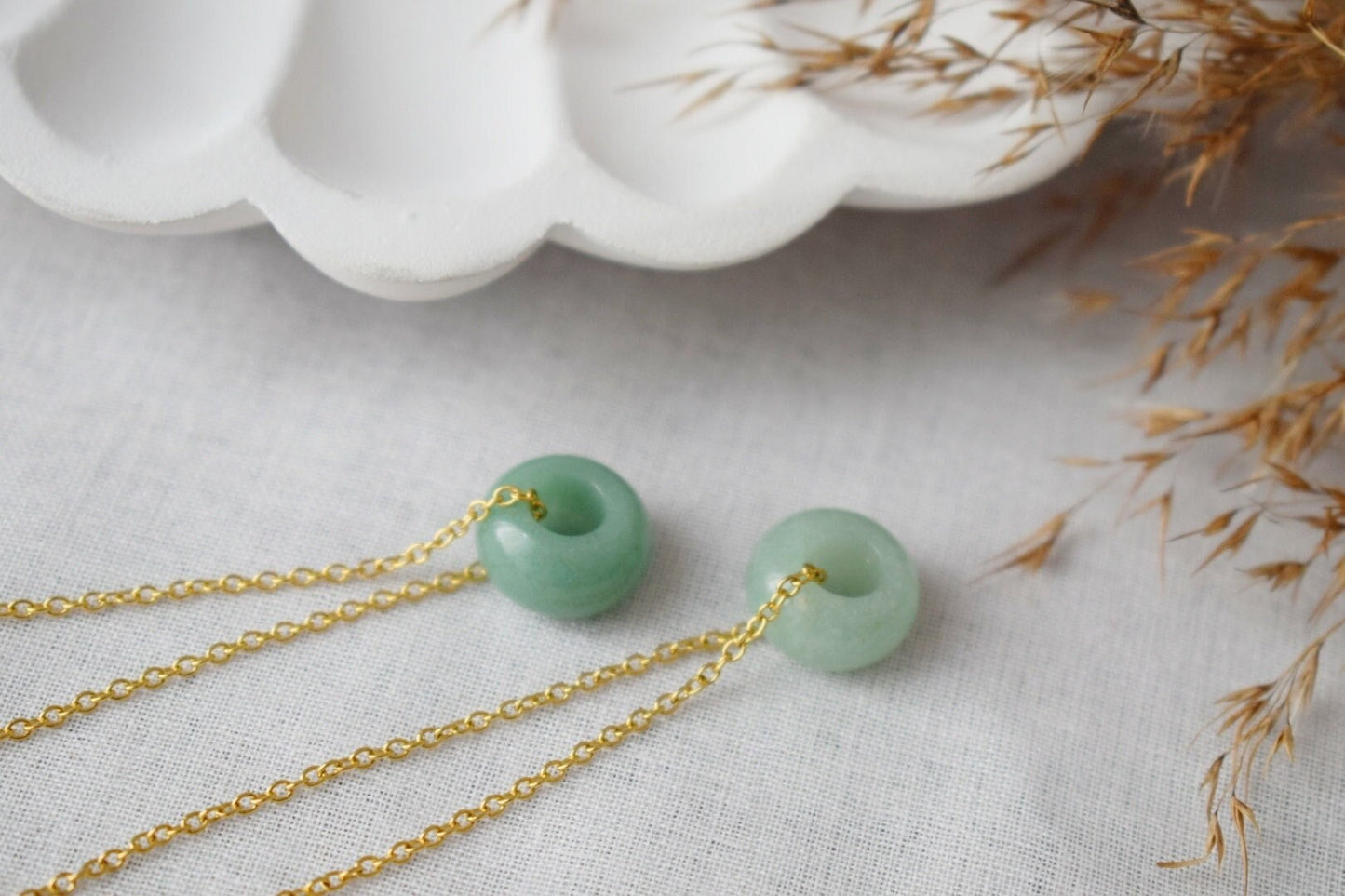 Necklace Green Aventurine Donut Pendant, Green Gemstone, Minimalist Stone Gold Necklace, Donut necklace, Aventurine Jewelry, Gift For Her
