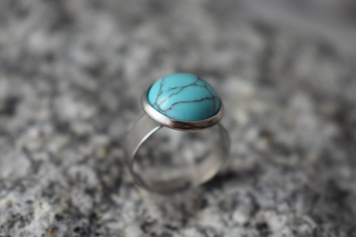 Turquoise ring women, Statement stone ring, Round blue gemstone everyday ring, Adjustable blue ring, Handmade jewelry, Gift for her