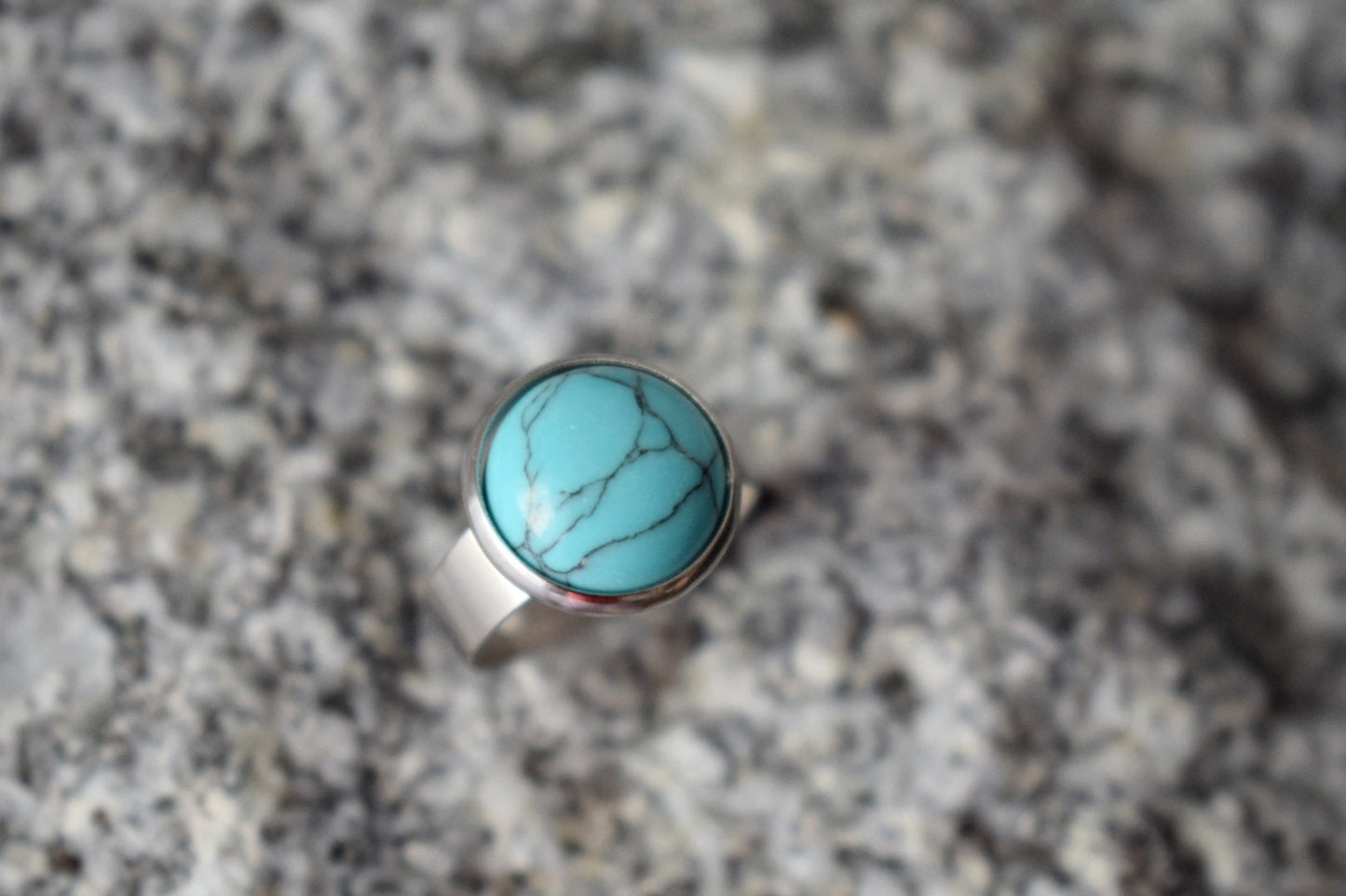 Turquoise ring women, Statement stone ring, Round blue gemstone everyday ring, Adjustable blue ring, Handmade jewelry, Gift for her