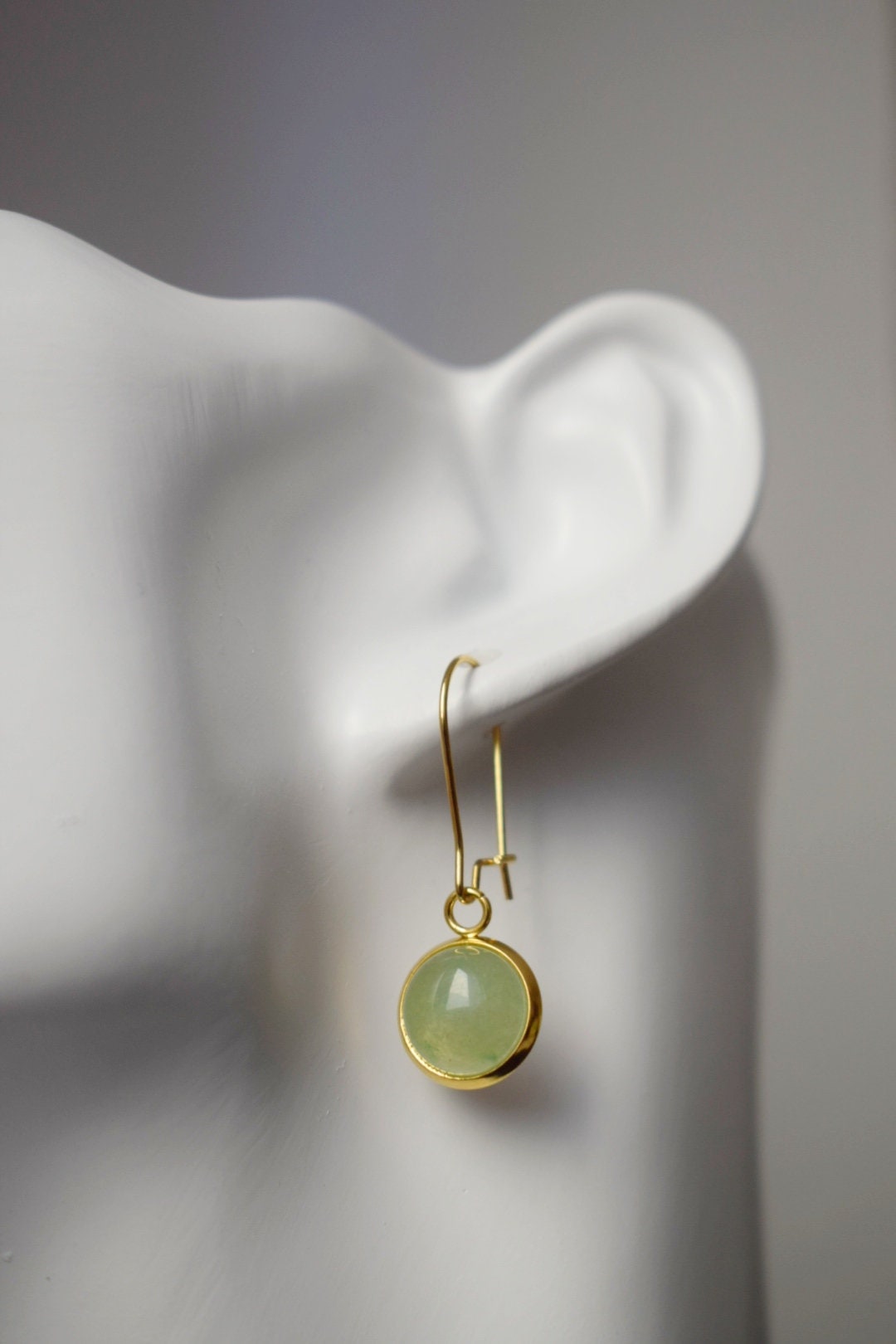 Green Aventurine dangle earrings, Gemstone hoop earrings, Natural stone hanging earrings, Jewelry gift for her