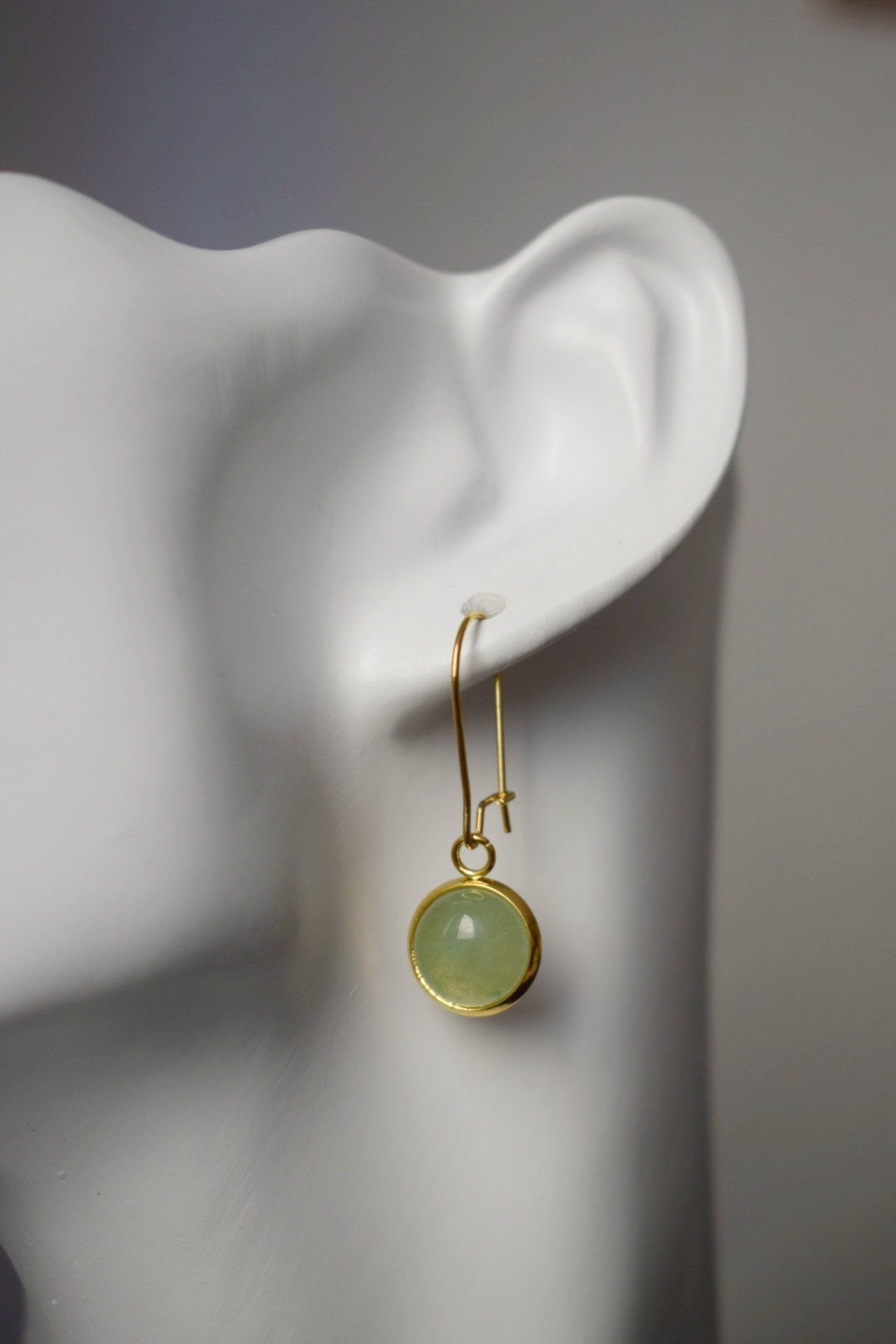 Green Aventurine dangle earrings, Gemstone hoop earrings, Natural stone hanging earrings, Jewelry gift for her