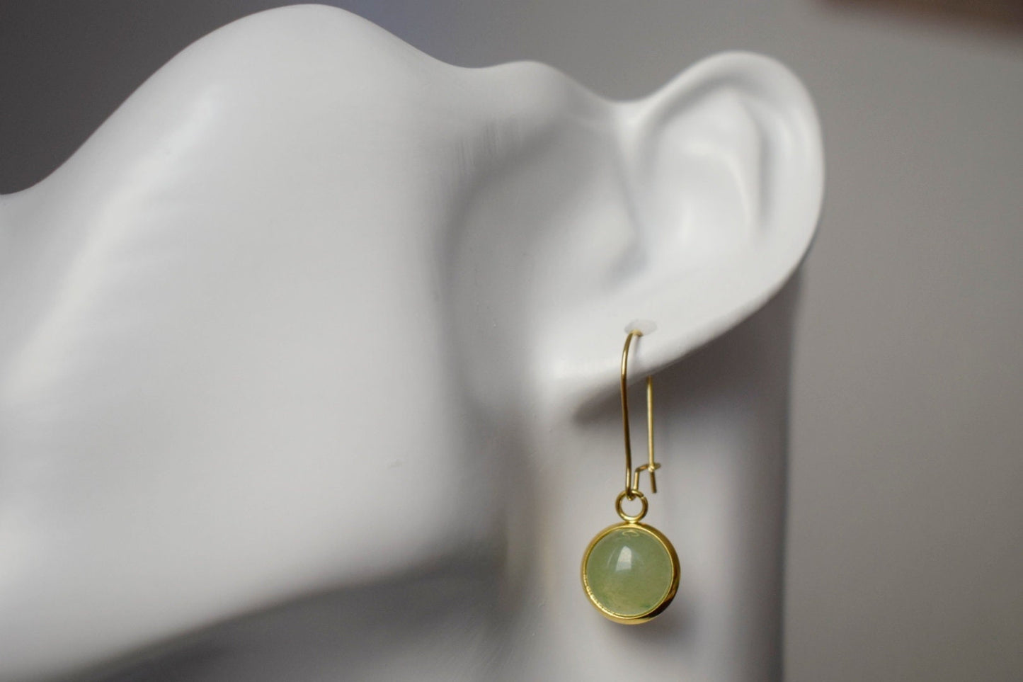 Green Aventurine dangle earrings, Gemstone hoop earrings, Natural stone hanging earrings, Jewelry gift for her