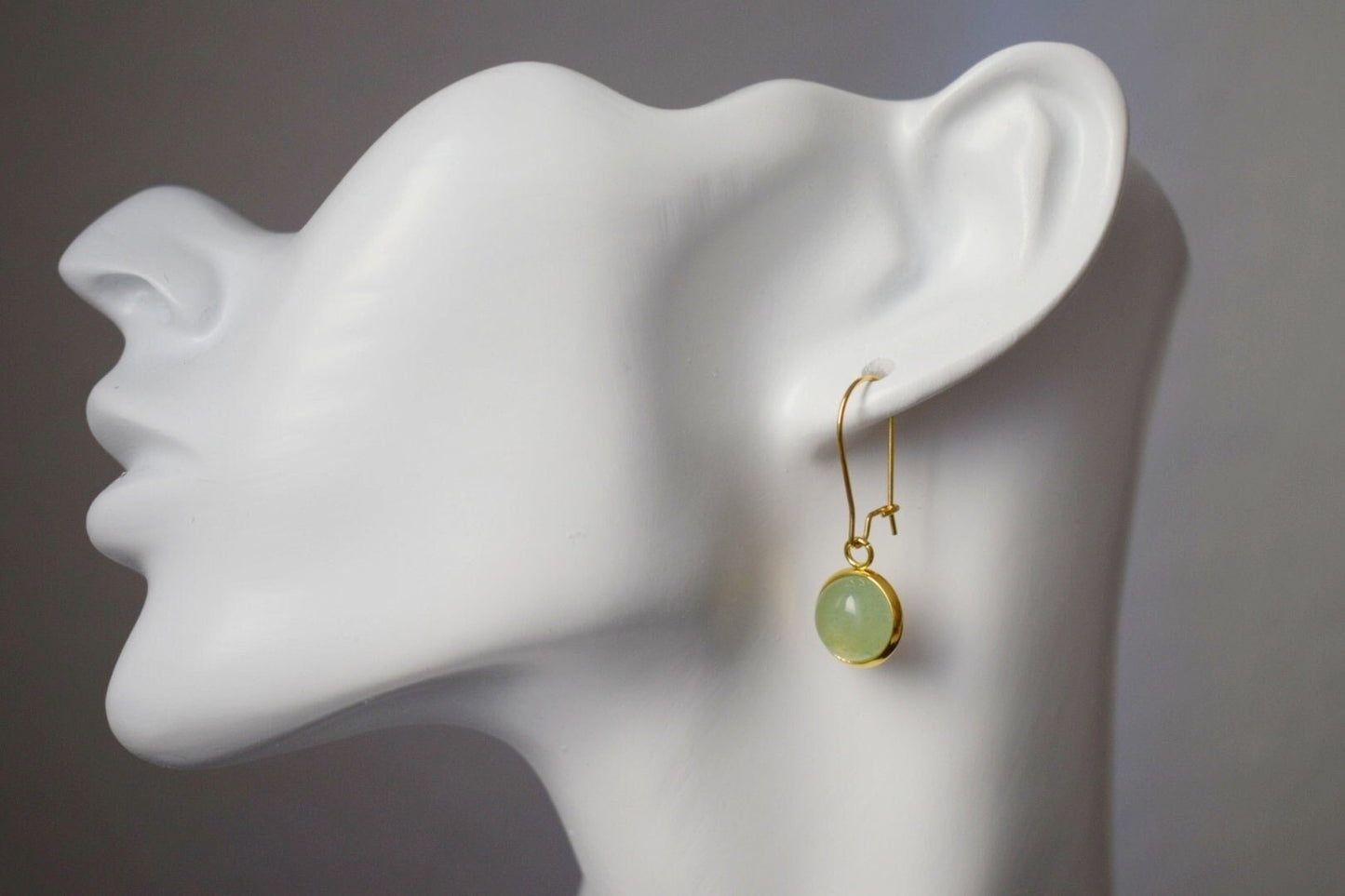 Green Aventurine dangle earrings, Gemstone hoop earrings, Natural stone hanging earrings, Jewelry gift for her