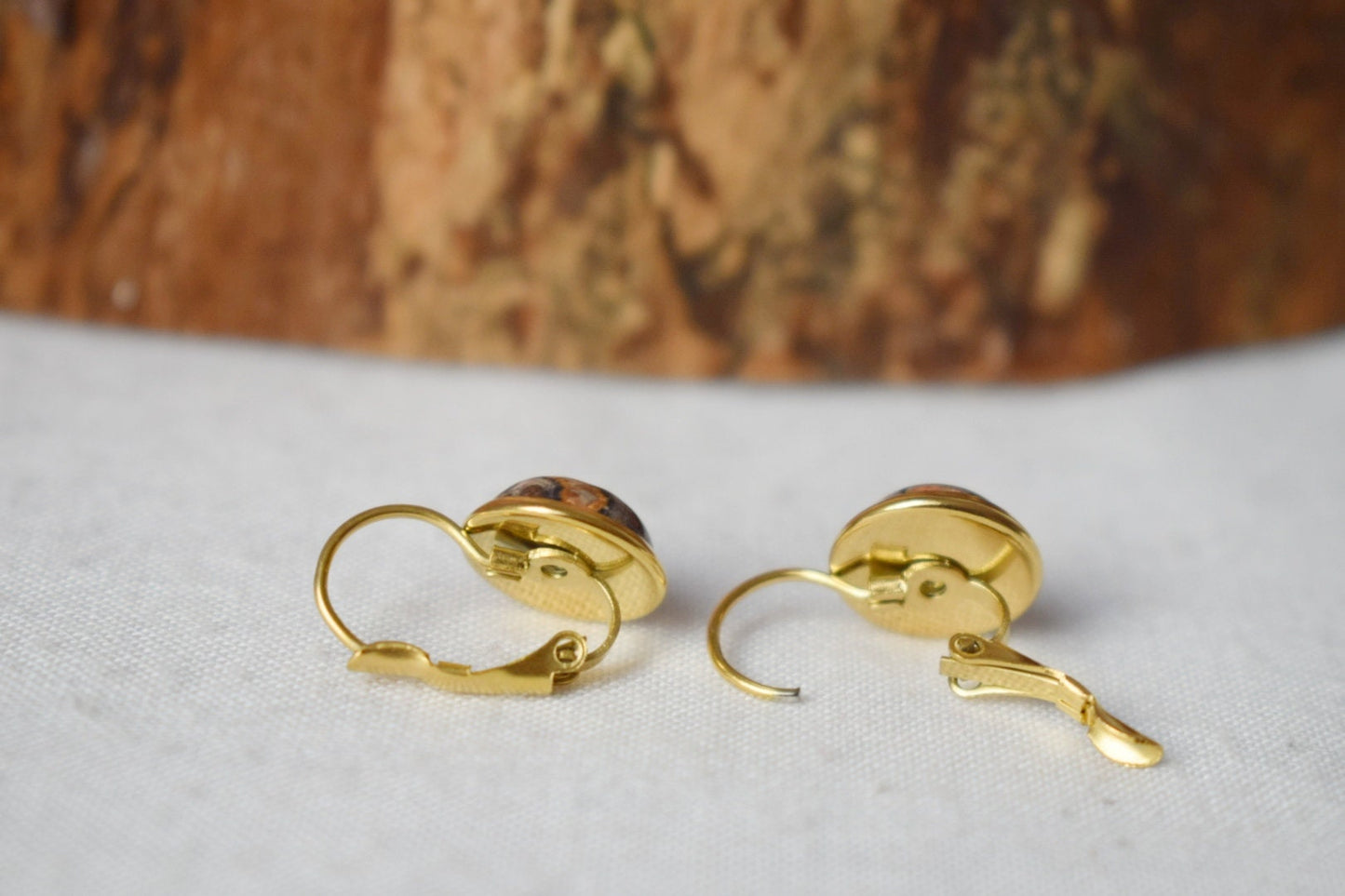 Gray agate earrings, Gemstone dangle earrings, 18k gold plated stainless steel earrings, Handmade jewelry, Valentine's day gift for her