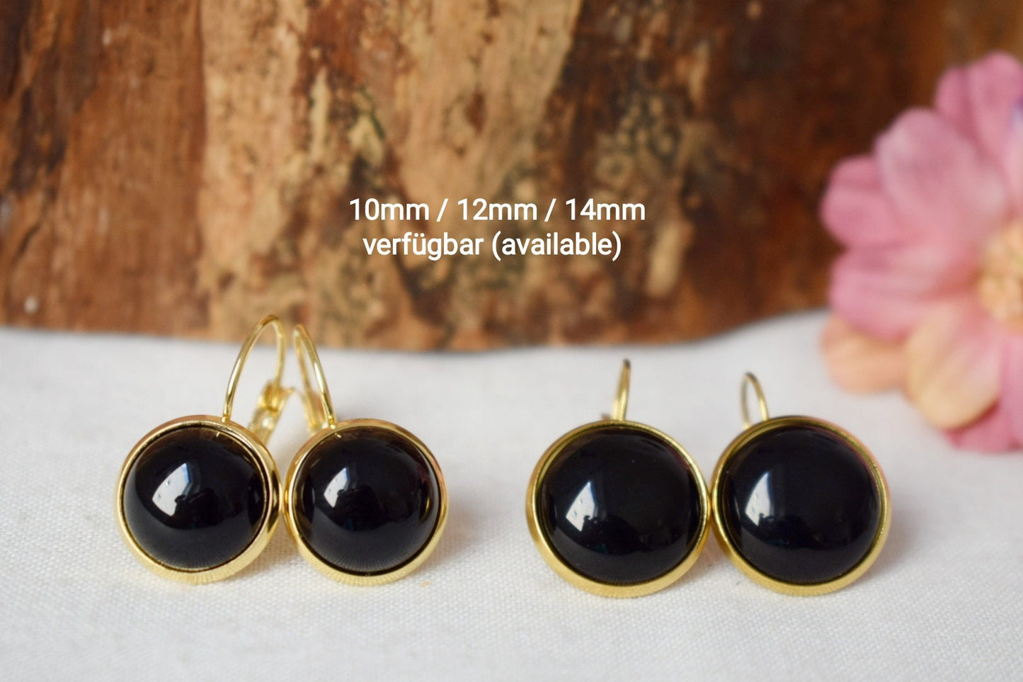 Mini Black Agate Stud Earrings Gold, 6mm Gemstone Round Earrings, Small, Minimalist, Jewelry Birthstone, Unisex Push Back Earrings, Gift