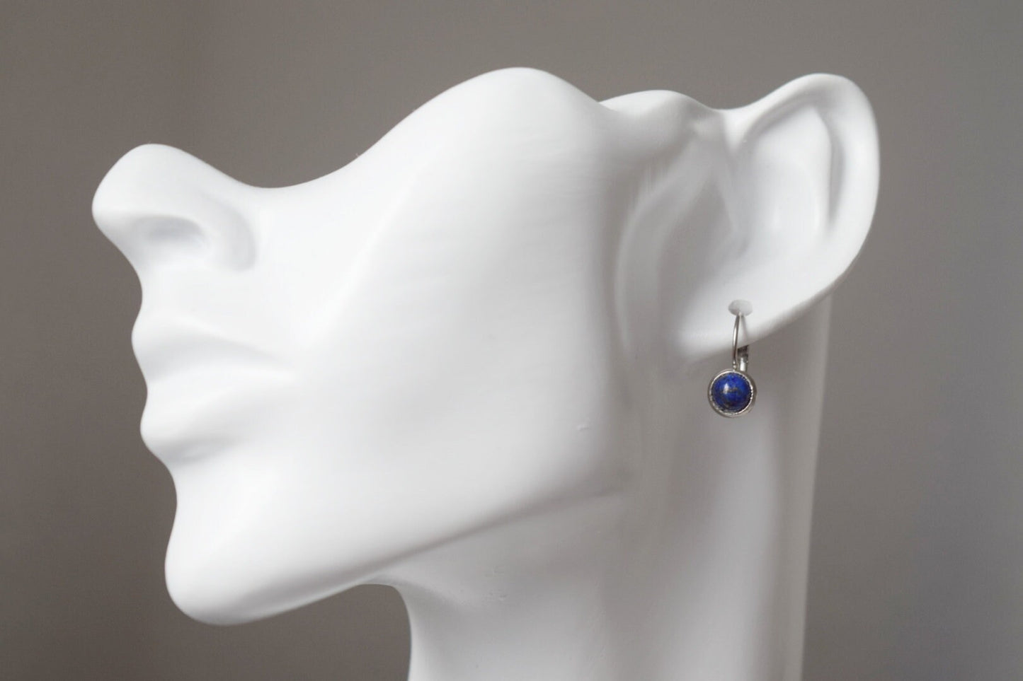 Small Blue Lapis Lazuli Earrings Dangle, Minimalist, Gemstone, Natural stone, Lever back, Round, 6mm, September Birthstone Jewelry, Gift her