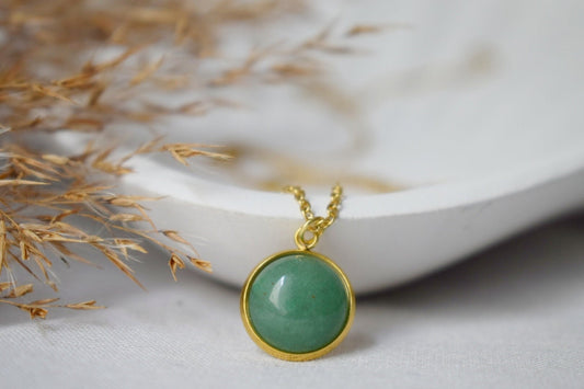 Green Aventurine Necklace Gold, Green Pendant Necklace, Green Aventurine Gold Pendant, Gemstone, Aventurine jewelry, Birthday Gift For Her