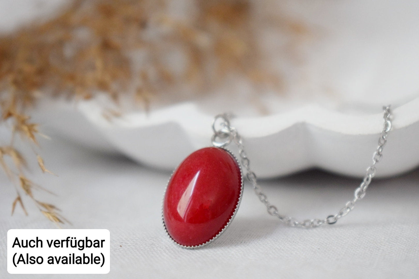 Red jade earrings, Gemstone dangle earrings, Oval pendant, Red stone, Statement hanging earrings, Stainless steel, Jewelry Gift for her