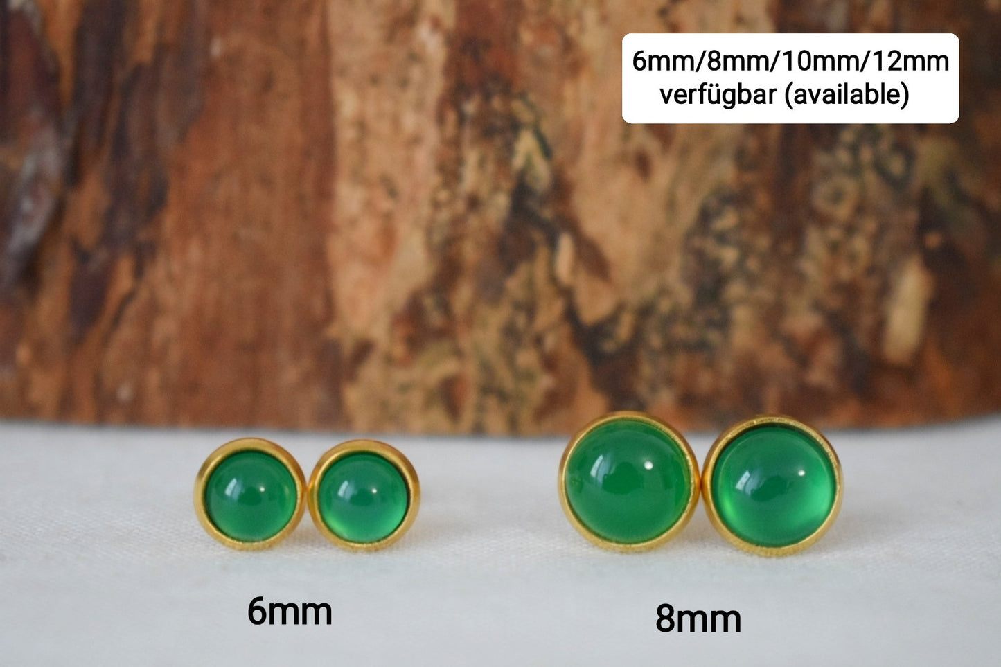 Grüne Achat Edelstein Ohrringe, Kleine Stein Ohrhänger, 18k vergoldeter Edelstahl Hebelverschluss, Handgefertigter Schmuck, Geschenk für Sie