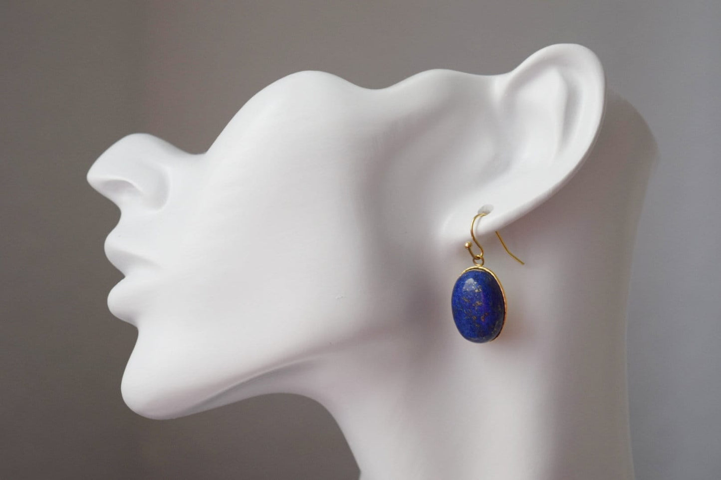 Lapis Lazuli Gold Earrings Dangle, Oval Blue Lapis Earrings, Royal Blue, Hanging earrings, September Birthstone Jewelry, Lapis, Gift for her