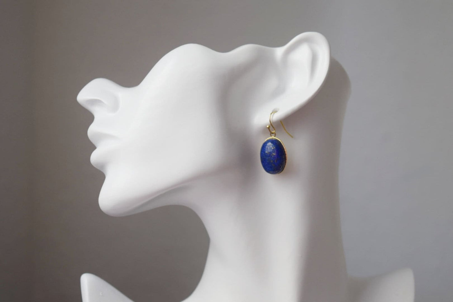 Lapis Lazuli Gold Earrings Dangle, Oval Blue Lapis Earrings, Royal Blue, Hanging earrings, September Birthstone Jewelry, Lapis, Gift for her
