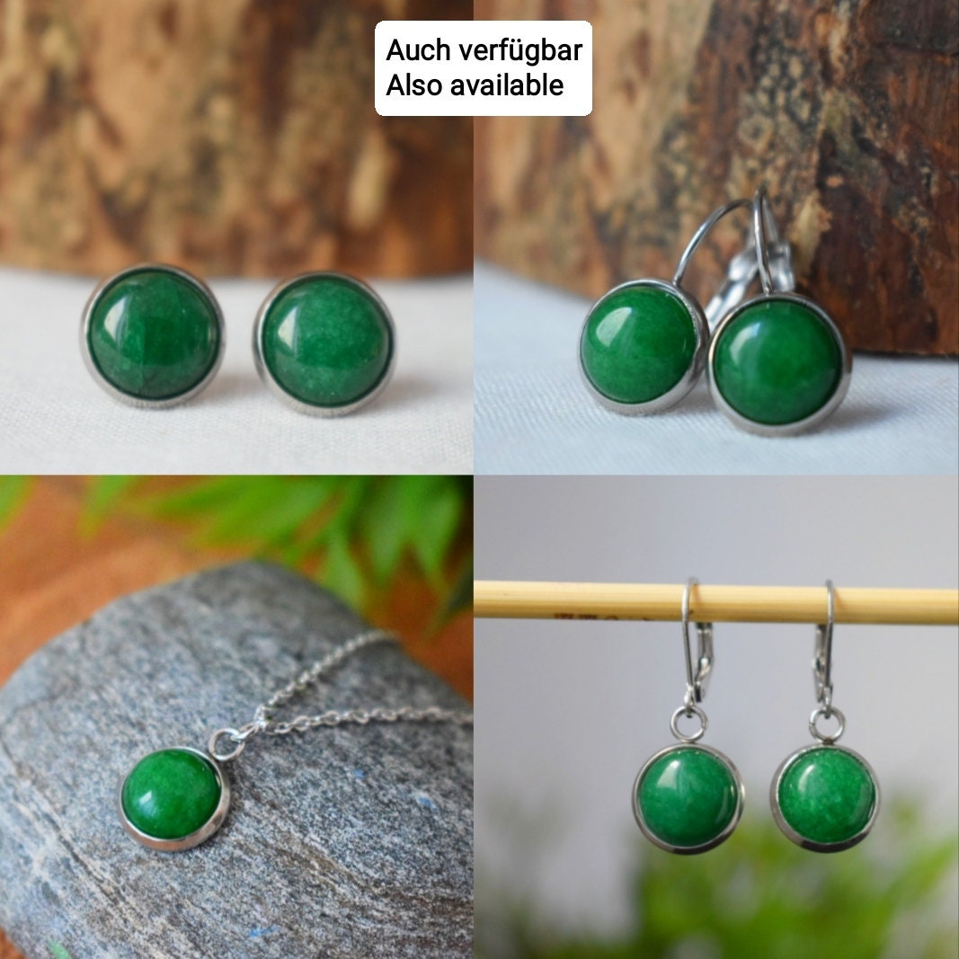 Green jade ring for women, Gemstone statement adjustable round ring, Handmade jewelry, Everyday ring, Simple ring, Birthday gift for her