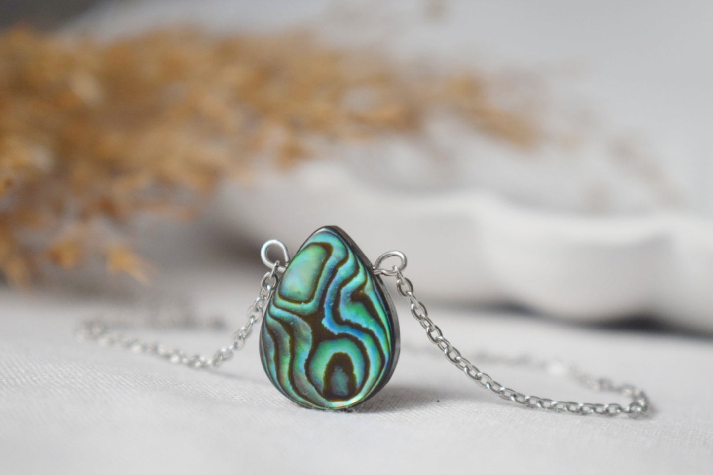 Abalone Shell necklace, Abalone pendant, Abalone teardrop necklace, Colorful abalone, Paua shell, Abalone choker, Abalone jewelry for women