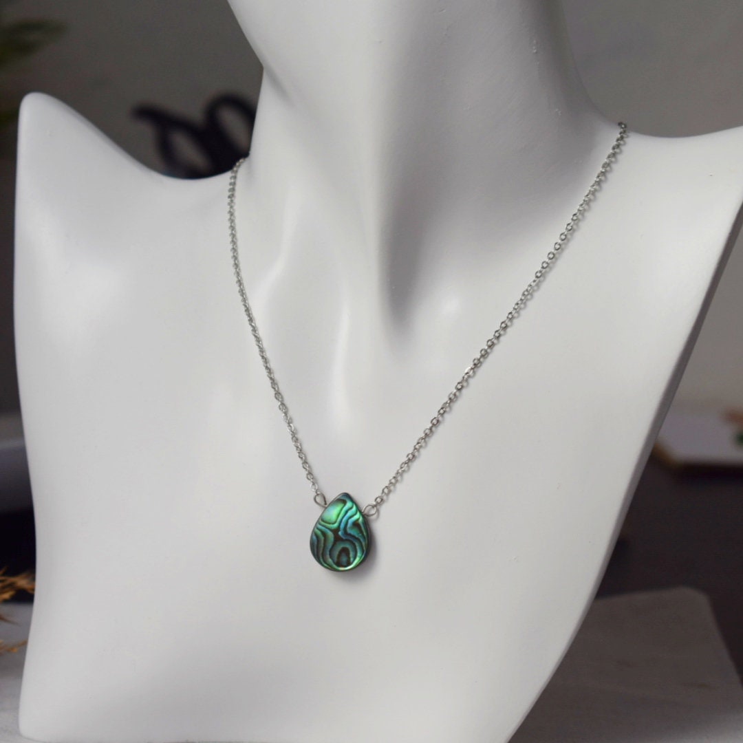 Abalone Shell necklace, Abalone pendant, Abalone teardrop necklace, Colorful abalone, Paua shell, Abalone choker, Abalone jewelry for women