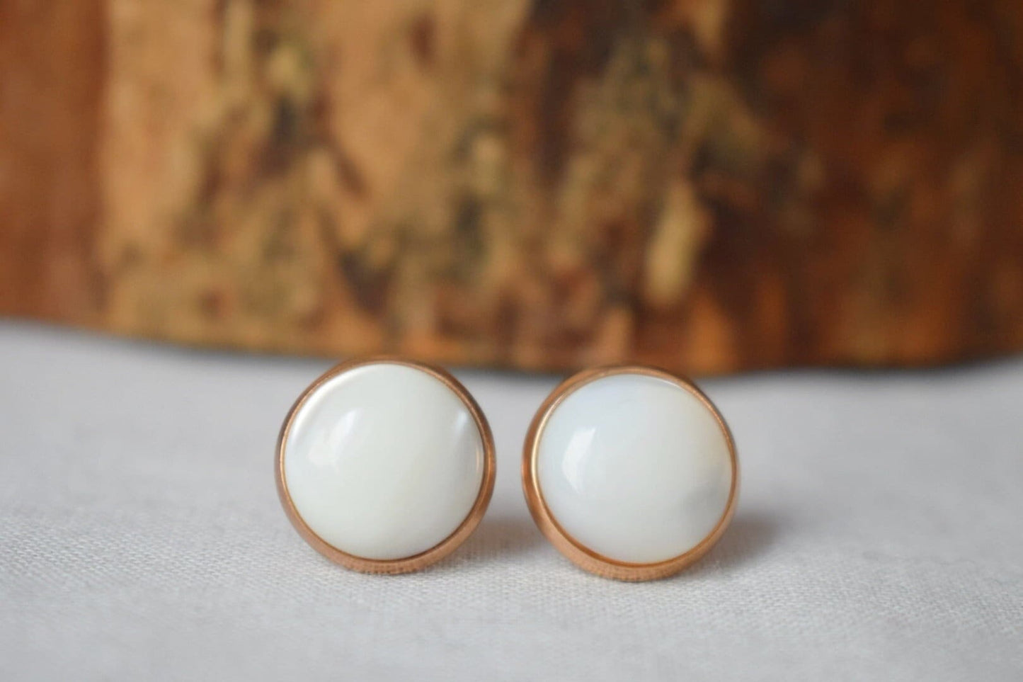 Mother of Pearl Rose Gold Stud Earrings, Post Earrings, Handmade Jewelry, Minimalist Earrings, Best Christmas Gift for her