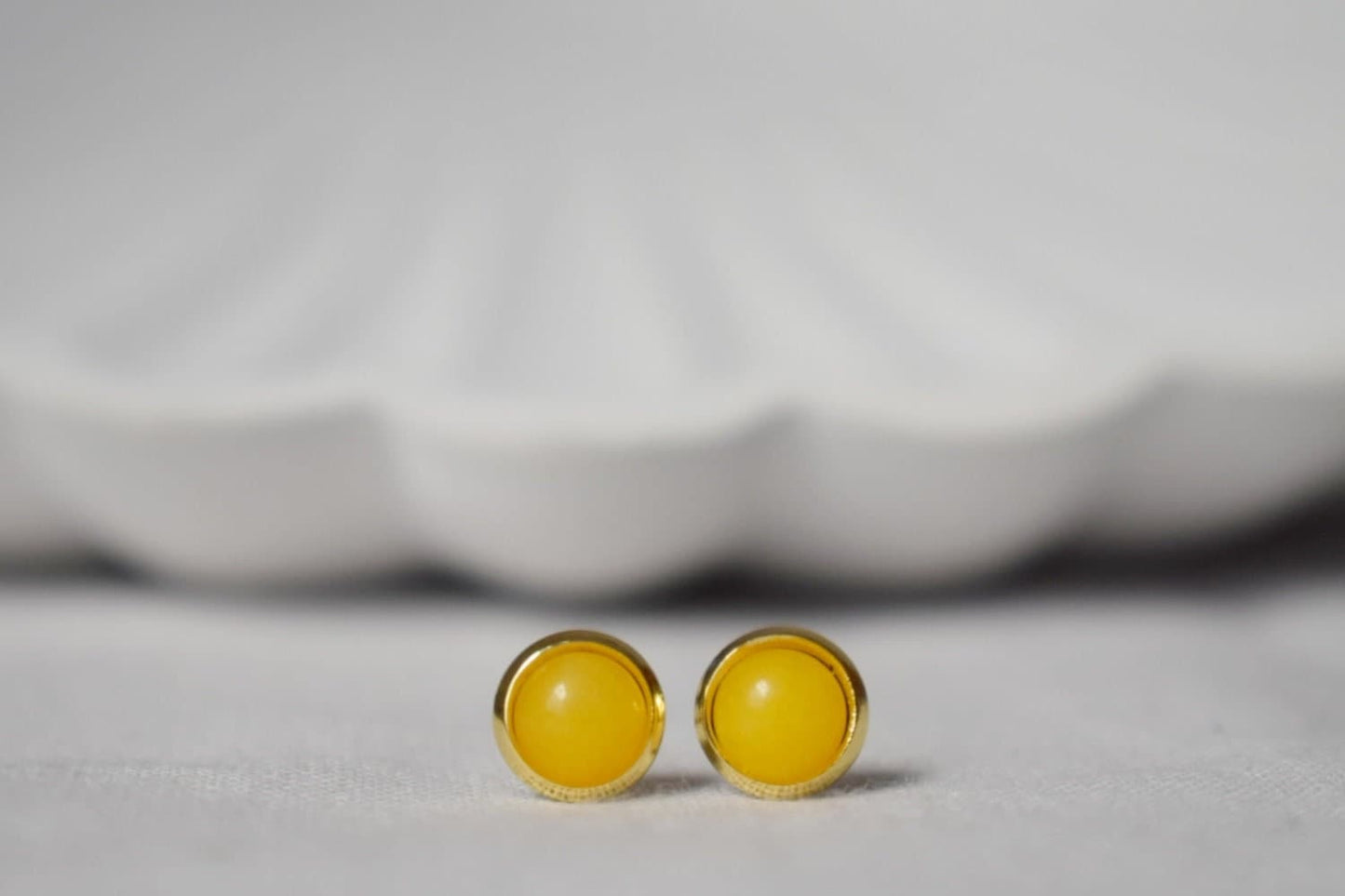 Mini Yellow Jade Stud Earrings, Small gemstone push back earrings, Everyday post earrings, Gold yellow stone, Minimalist jewelry gift women