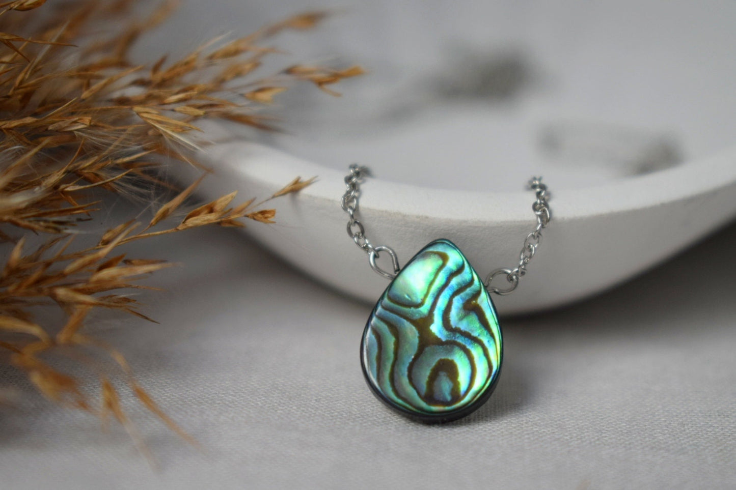 Abalone Shell necklace, Abalone pendant, Abalone teardrop necklace, Colorful abalone, Paua shell, Abalone choker, Abalone jewelry for women
