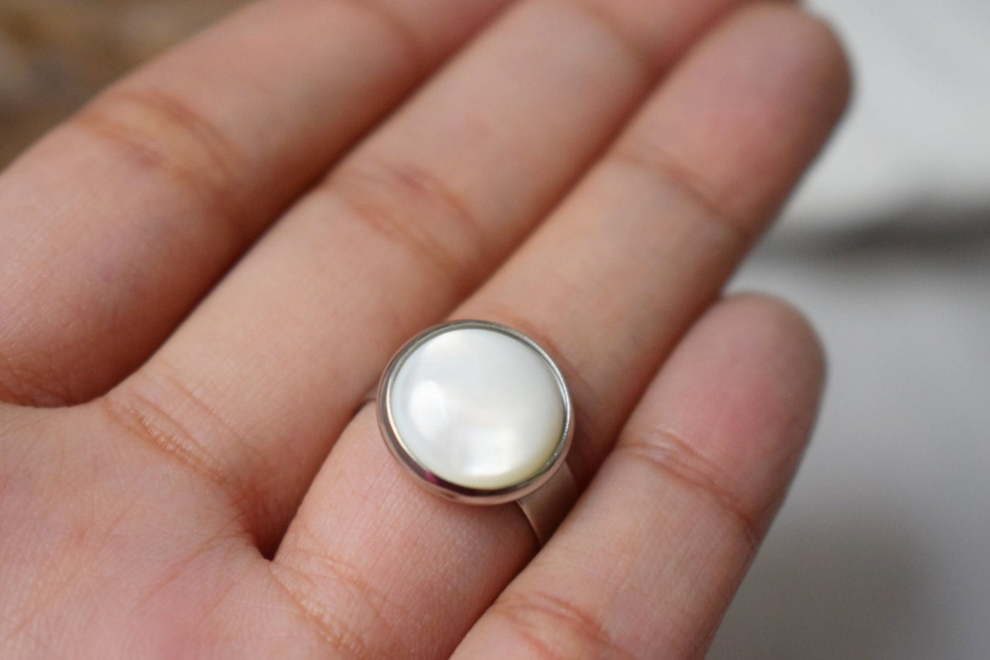 Mother of pearl clip on earrings, 12mm, White pearl, Stainless steel, Pearl ear clips for women, Non pierced earrings, Pearl jewelry