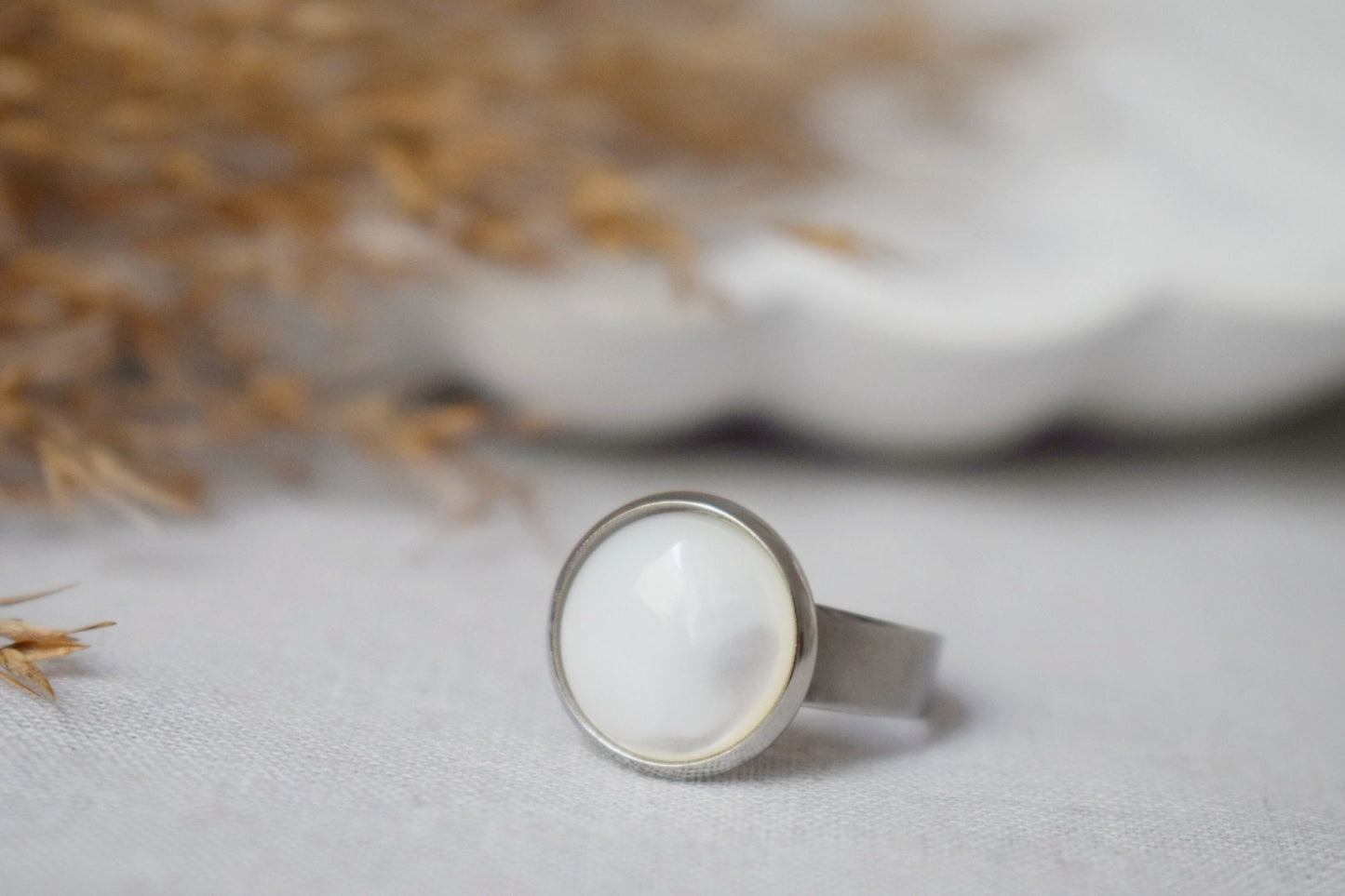 Mother of pearl clip on earrings, 12mm, White pearl, Stainless steel, Pearl ear clips for women, Non pierced earrings, Pearl jewelry