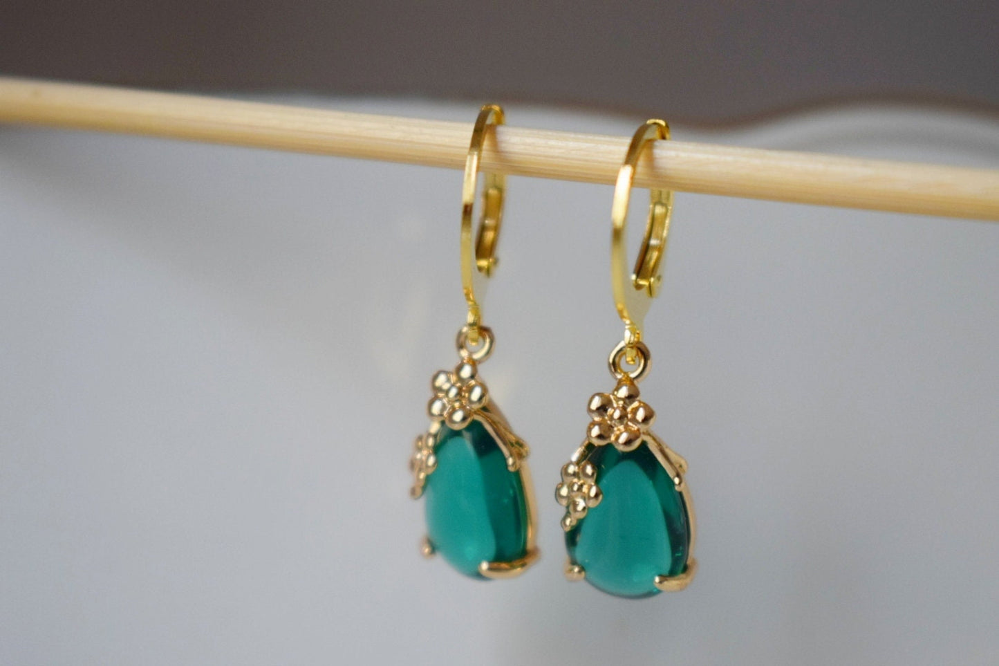 Teardrop gold earrings, Waterdrop delicate earring, Elegant dangle pendant, Minimalist hanging earrings, Bridal gold jewelry, Gift for her