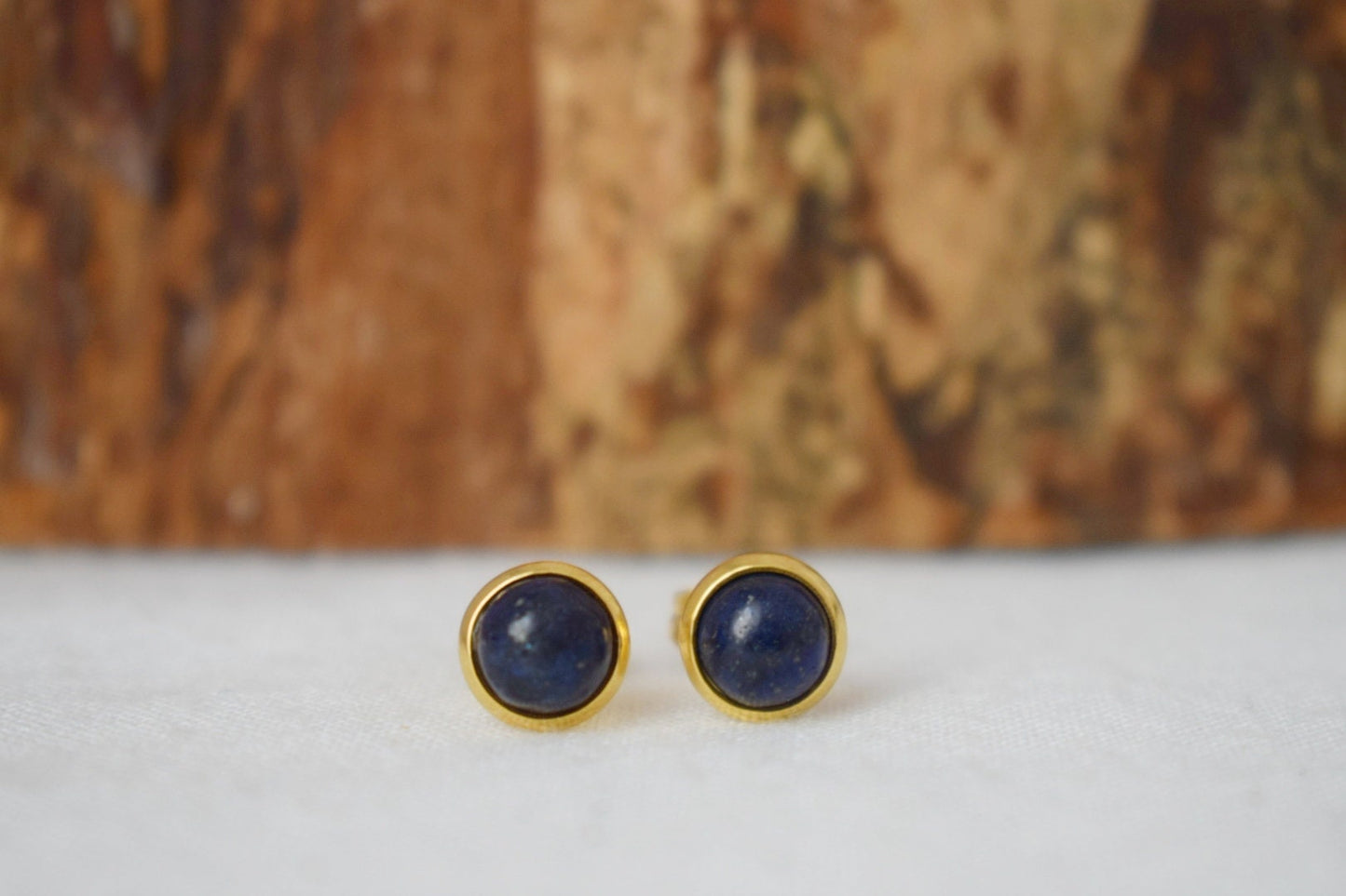 Lapis Gold Studs, Lapis Lazuli Earrings, Blue Lapis Earrings Gold, Round, 12mm, September Birthstone Jewelry, Lapis, Gift for her
