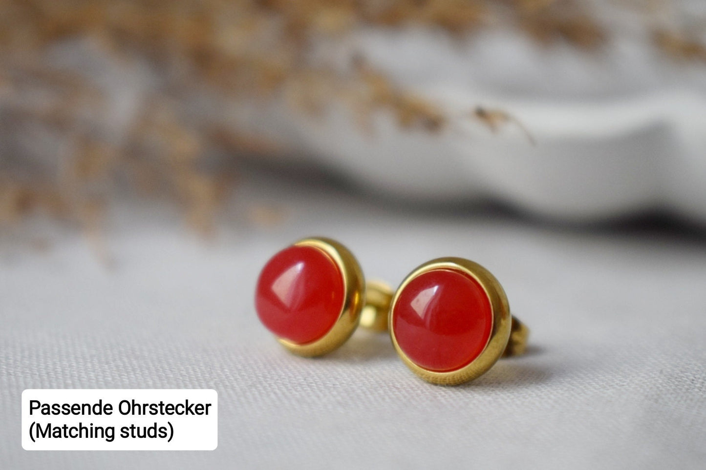 Red jade necklace, Minimalist gemstone necklace, Small red pendant necklace, Layered necklace, Jade gold plated jewelry, Gift for her