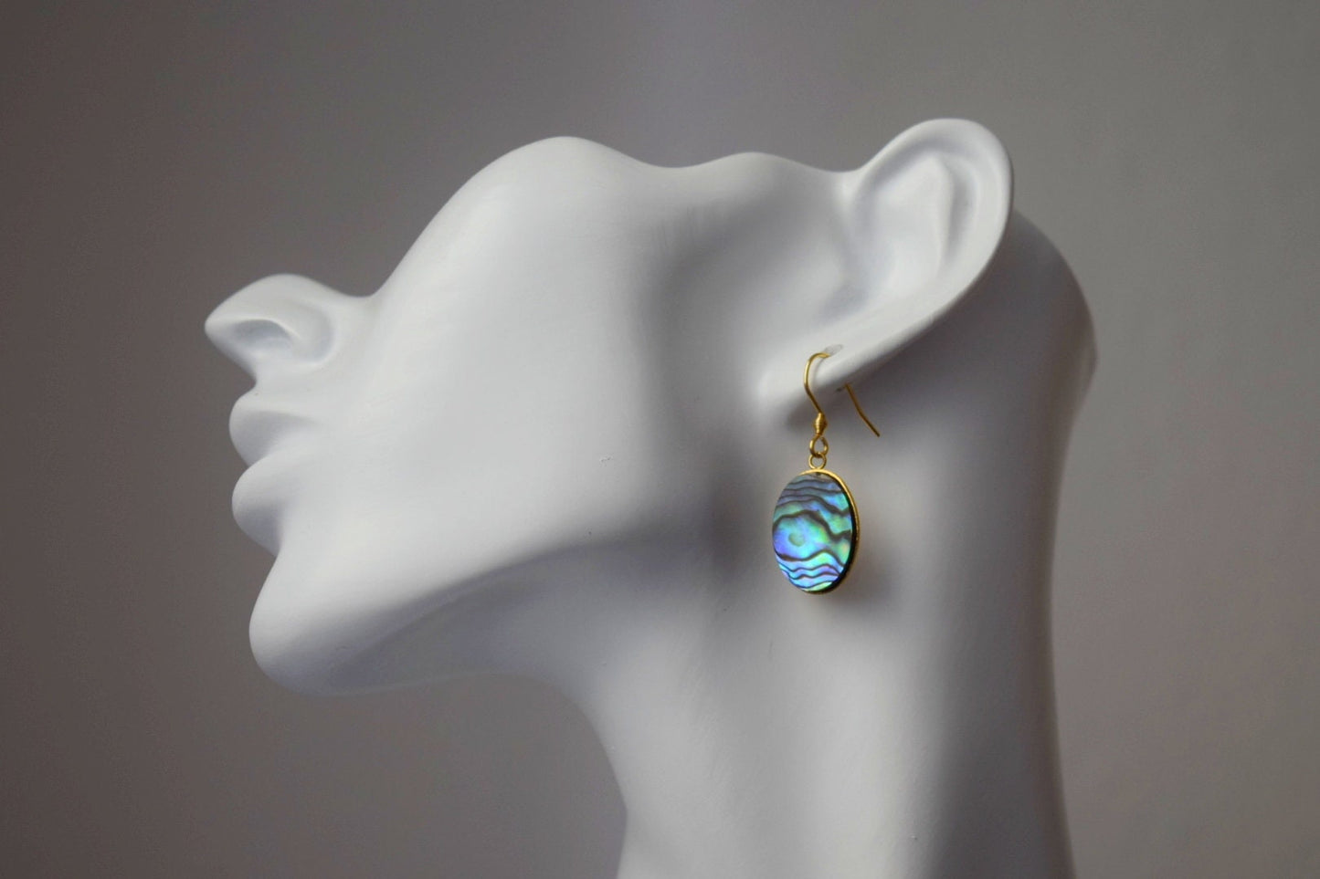 Abalone dangle earrings, Paua shell, Oval earrings, Colorful natural abalone earrings, Abalone shell, Abalone gold plated jewelry