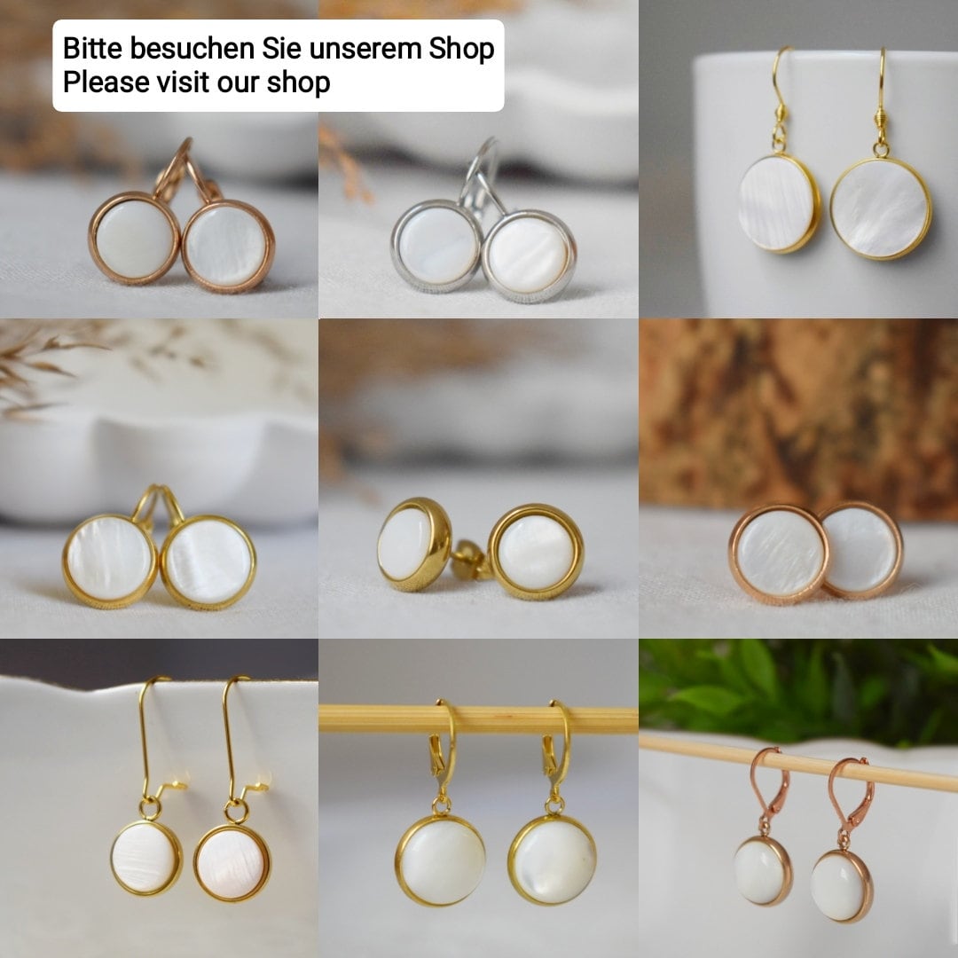 Freshwater shell gold earrings, Pearl gold earrings, Oval pendant dangle earrings, Bridesmaid, Wedding jewelry, Handmade gift for her