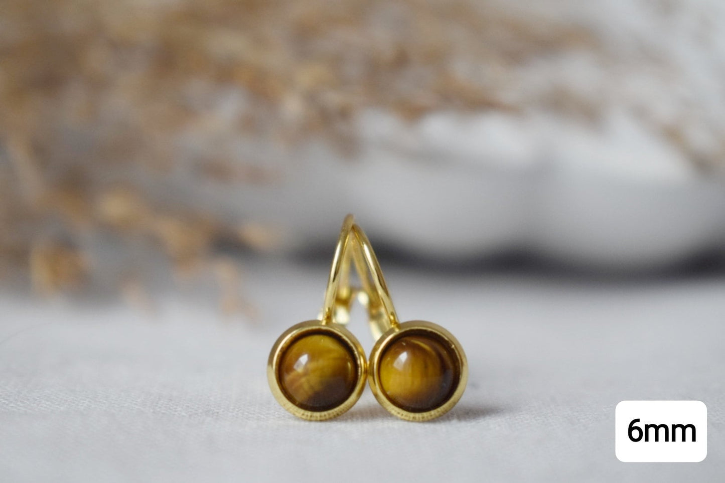 Tigers Eye Earrings for Women, Gemstone leverback earrings, Gold brown natural stone, Chakra, Tiger's eye jewelry for her, Mother's day gift