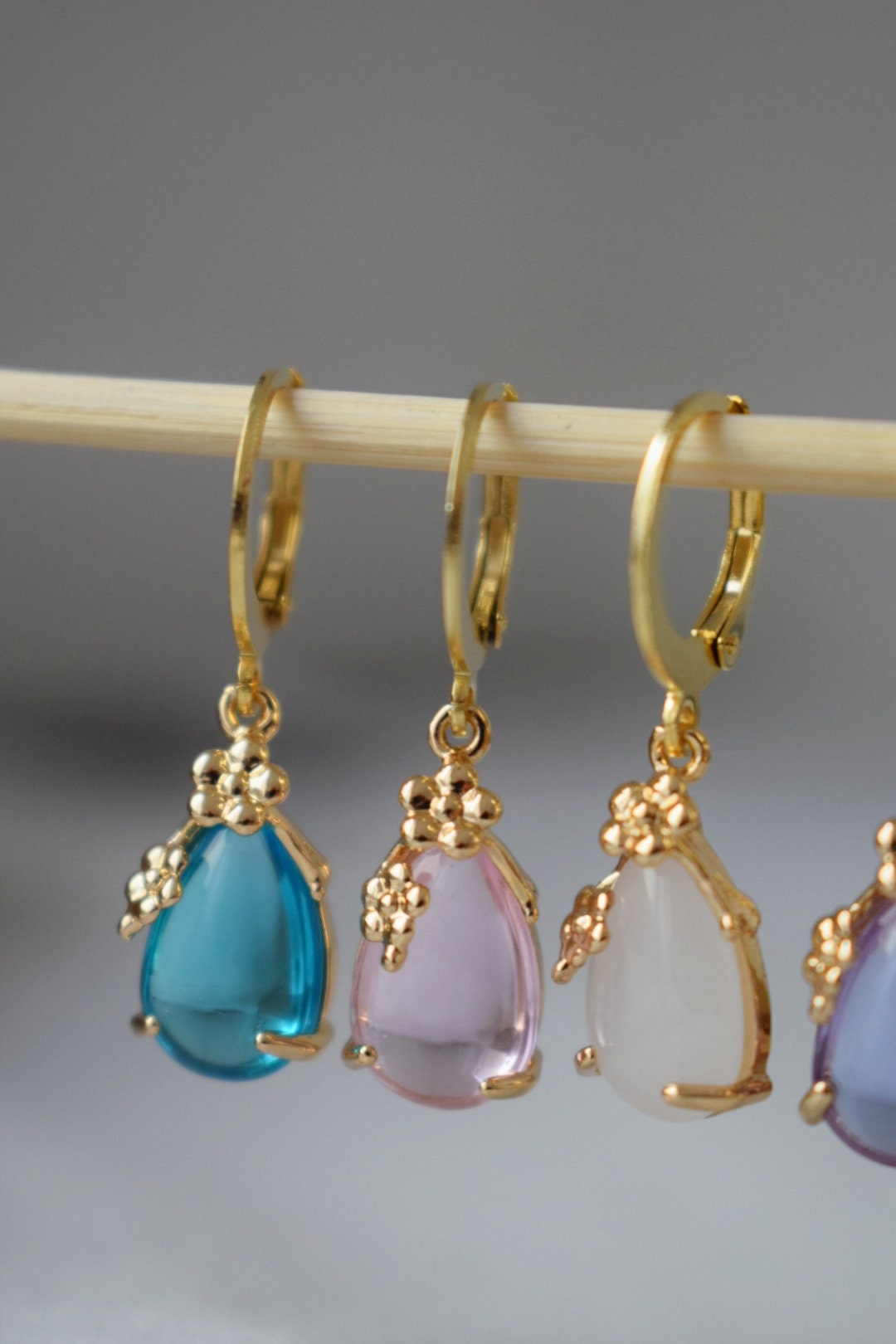 Teardrop gold earrings, Waterdrop delicate earring, Elegant dangle pendant, Minimalist hanging earrings, Bridal gold jewelry, Gift for her