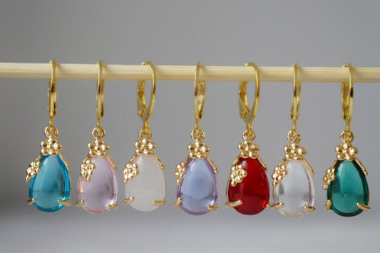 Teardrop gold earrings, Waterdrop delicate earring, Elegant dangle pendant, Minimalist hanging earrings, Bridal gold jewelry, Gift for her