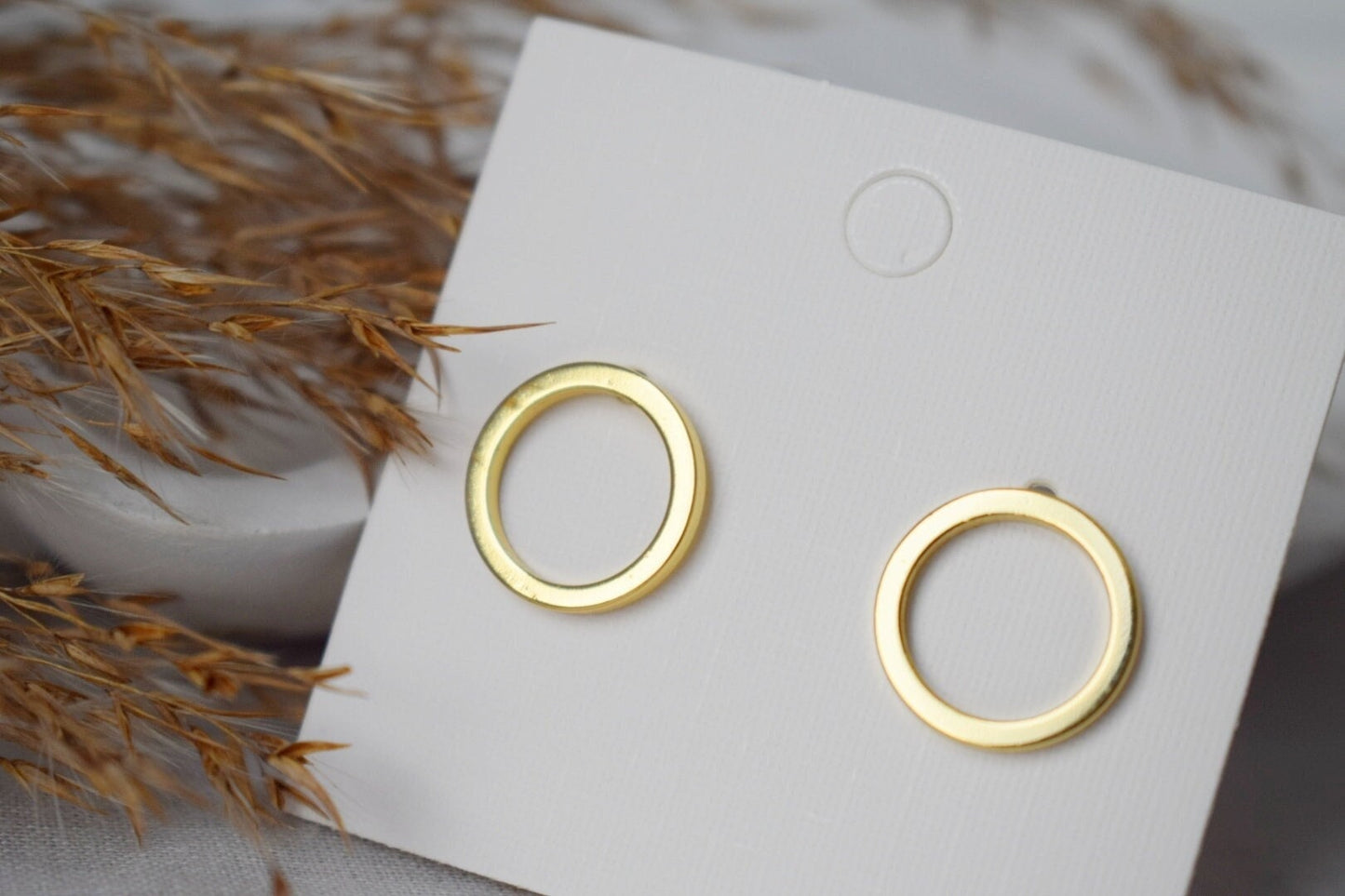 Open Circle Stud Earrings 18k Gold Plated Ring Studs, Dainty Earrings, Unisex Jewelry GiftBest christmas gift