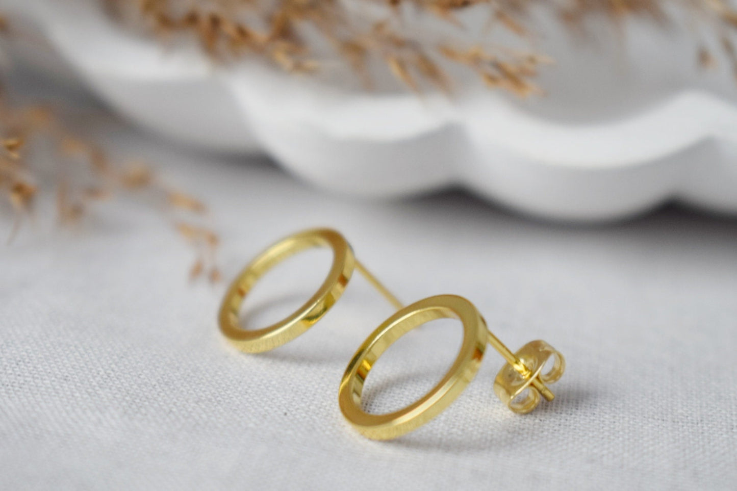 Open Circle Stud Earrings 18k Gold Plated Ring Studs, Dainty Earrings, Unisex Jewelry GiftBest christmas gift