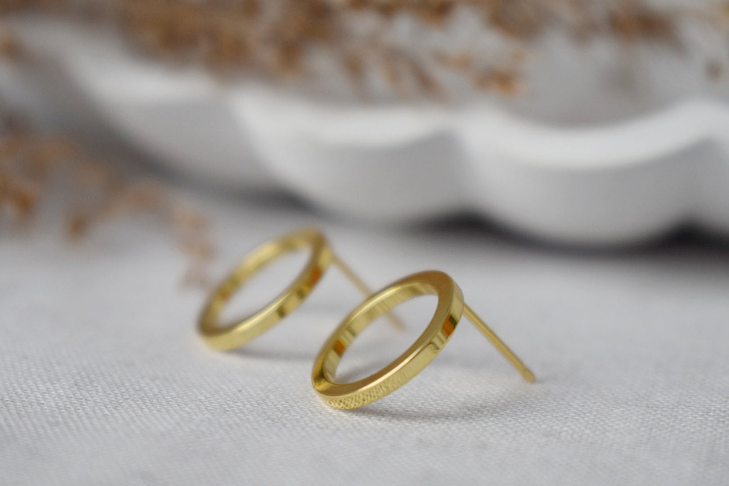 Open Circle Stud Earrings 18k Gold Plated Ring Studs, Dainty Earrings, Unisex Jewelry GiftBest christmas gift