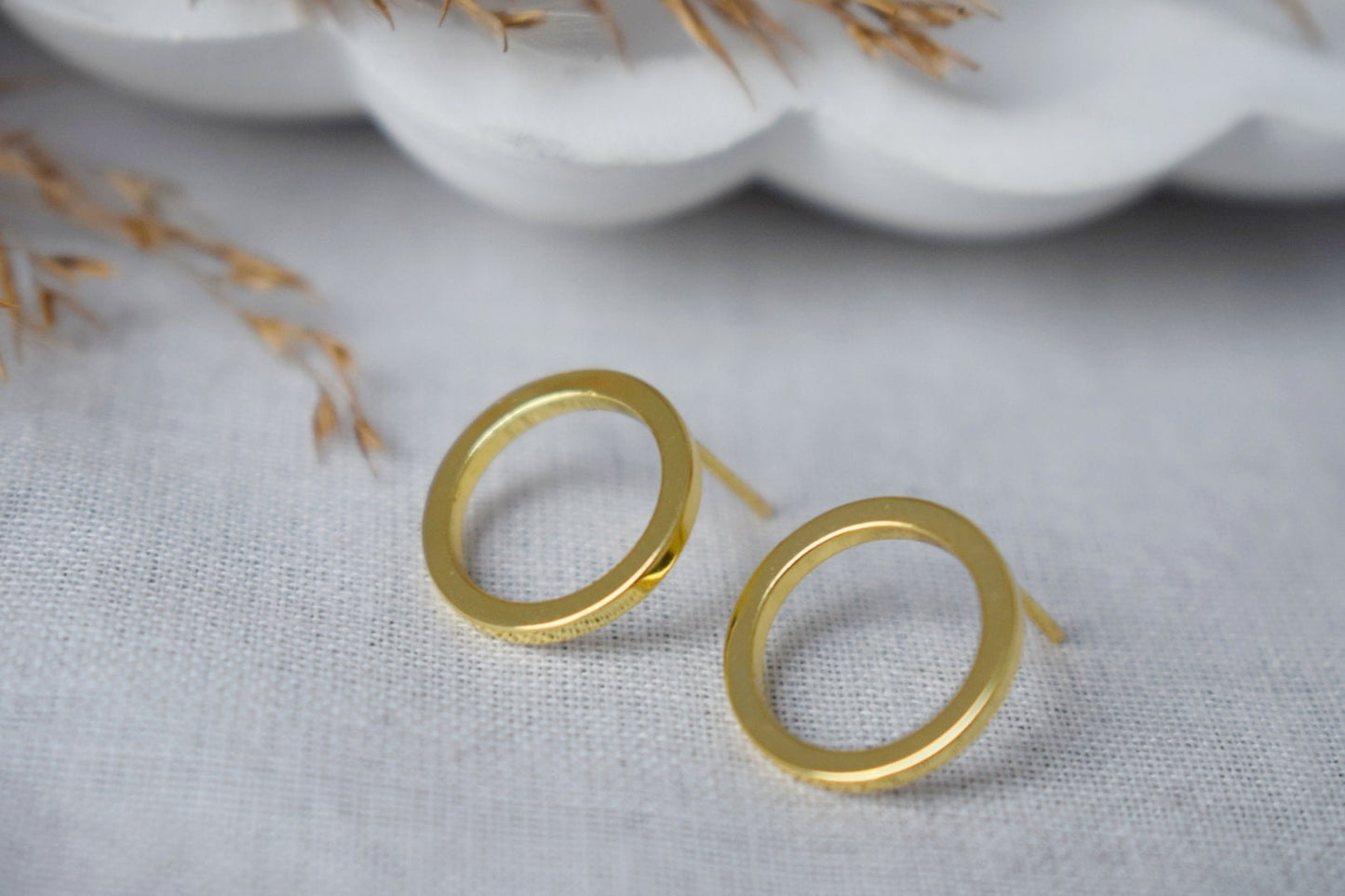 Open Circle Stud Earrings 18k Gold Plated Ring Studs, Dainty Earrings, Unisex Jewelry GiftBest christmas gift
