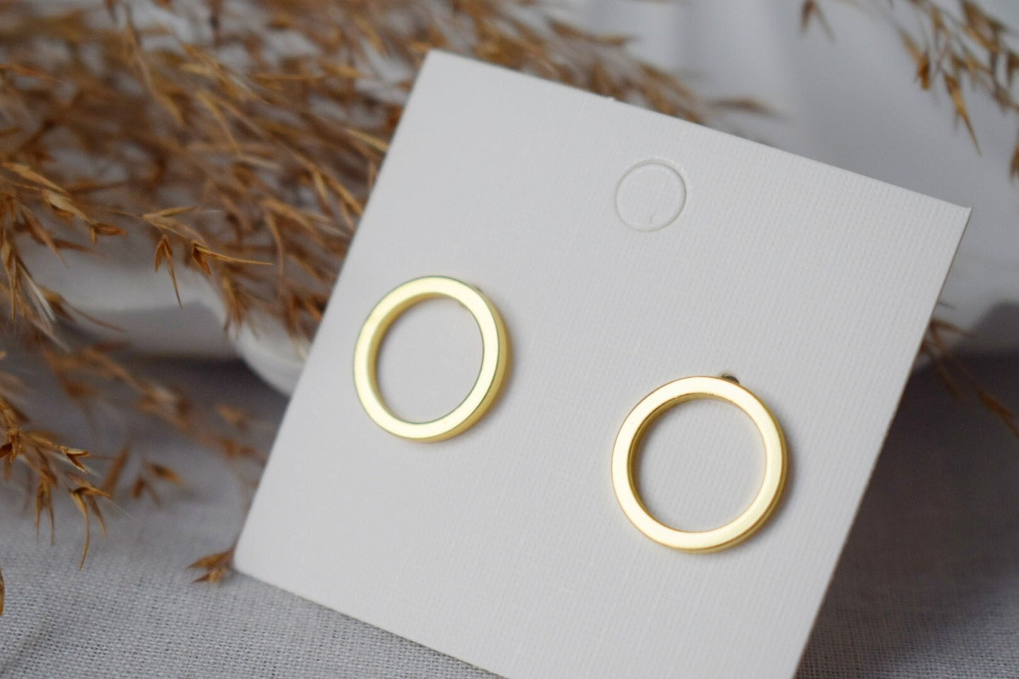 Open Circle Stud Earrings 18k Gold Plated Ring Studs, Dainty Earrings, Unisex Jewelry GiftBest christmas gift