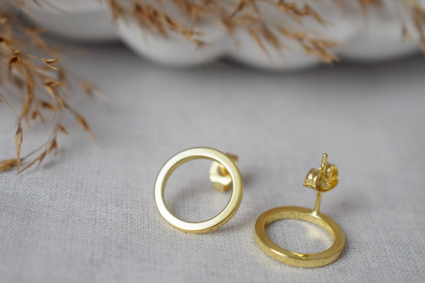 Open Circle Stud Earrings 18k Gold Plated Ring Studs, Dainty Earrings, Unisex Jewelry GiftBest christmas gift
