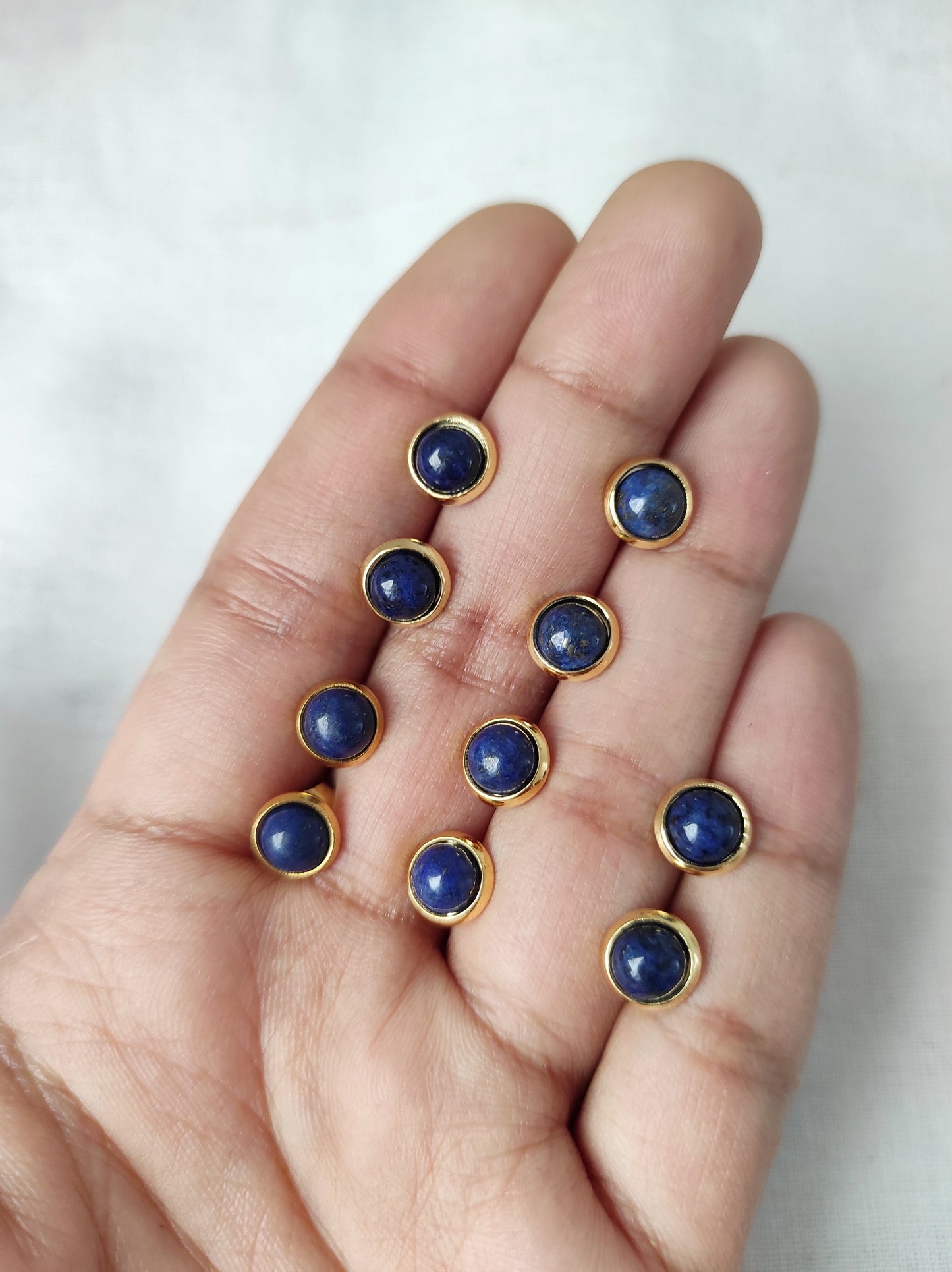 Mini Lapis Stud Earrings Gold, Small Blue Lapis Lazuli Earrings, Handmade Minimalist Jewelry, September Birthstone Studs, Gift for her