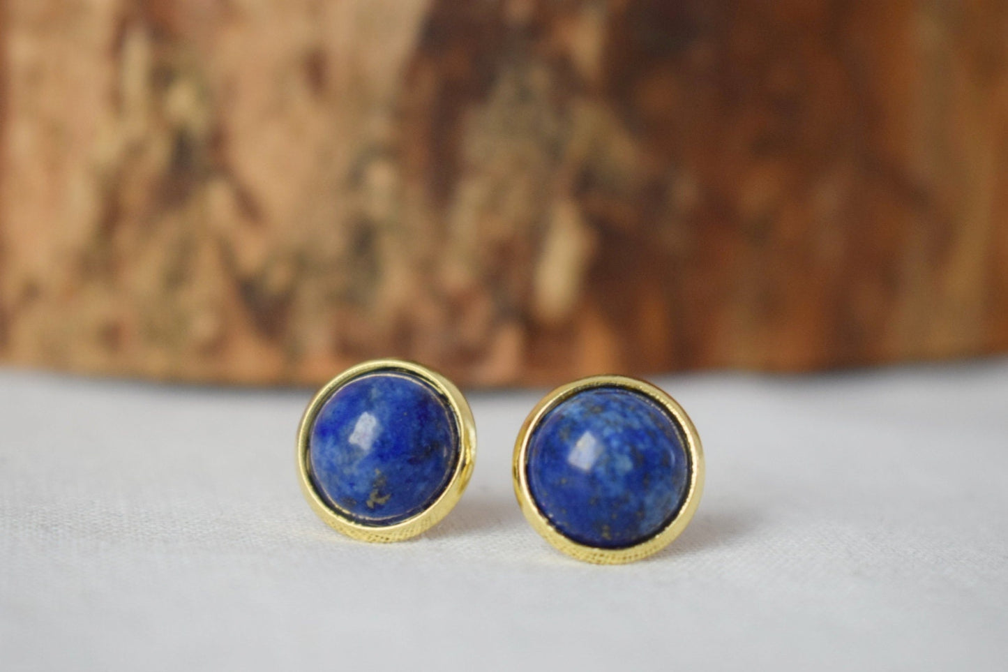 Lapis Gold Studs, Lapis Lazuli Earrings, Blue Lapis Earrings Gold, Round, 12mm, September Birthstone Jewelry, Lapis, Gift for her