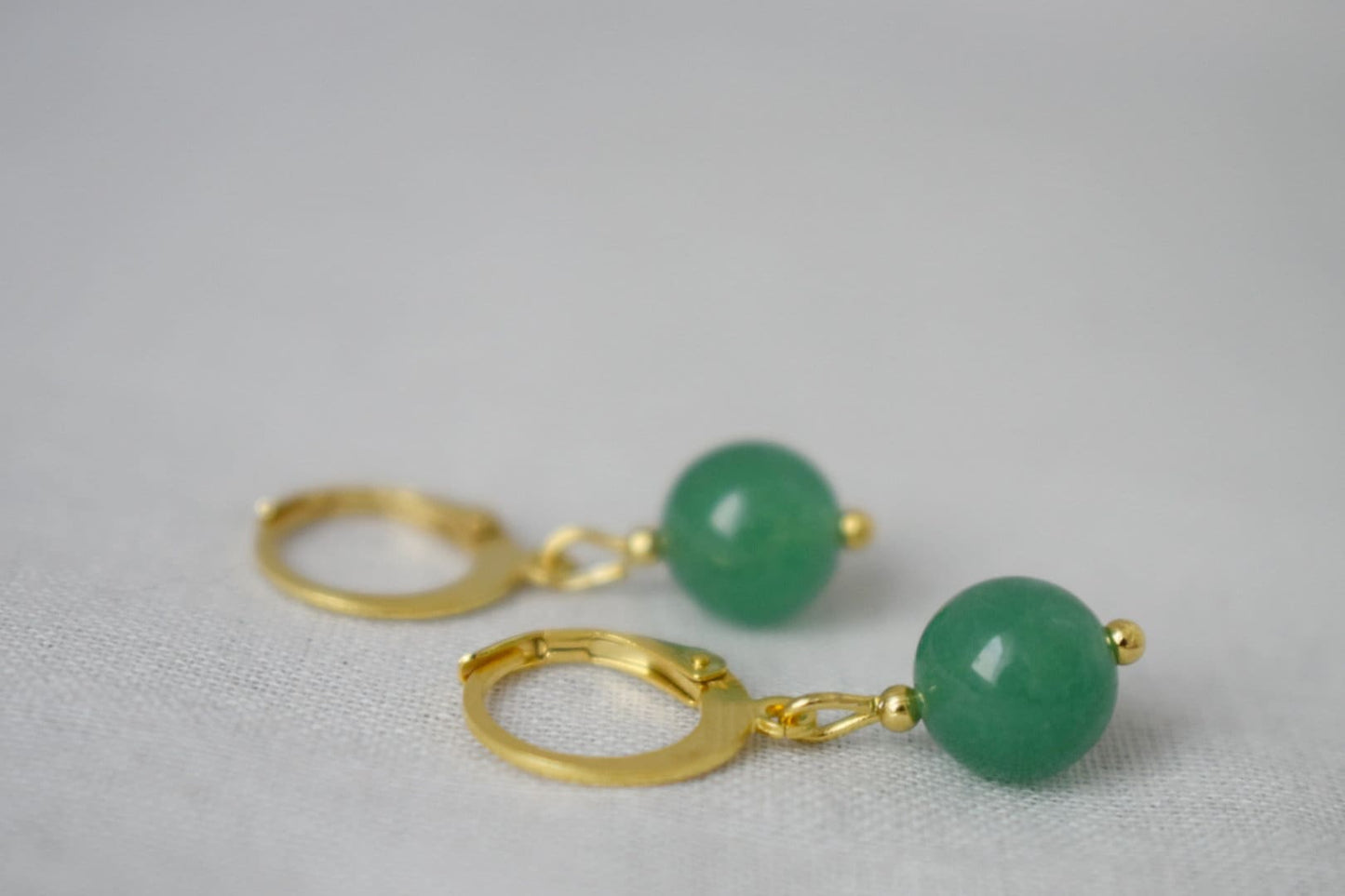 Small gemstone huggie earrings, Aventurine, Rose quartz, Selenite, Yellow jade, Ball earrings, Minimalist Handmade jewelry, Gift for her
