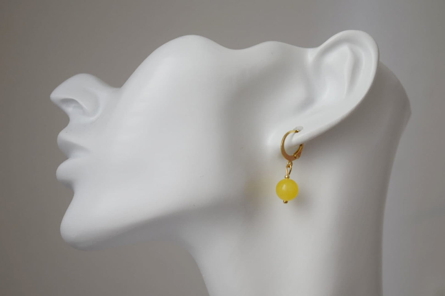 Small gemstone huggie earrings, Aventurine, Rose quartz, Selenite, Yellow jade, Ball earrings, Minimalist Handmade jewelry, Gift for her