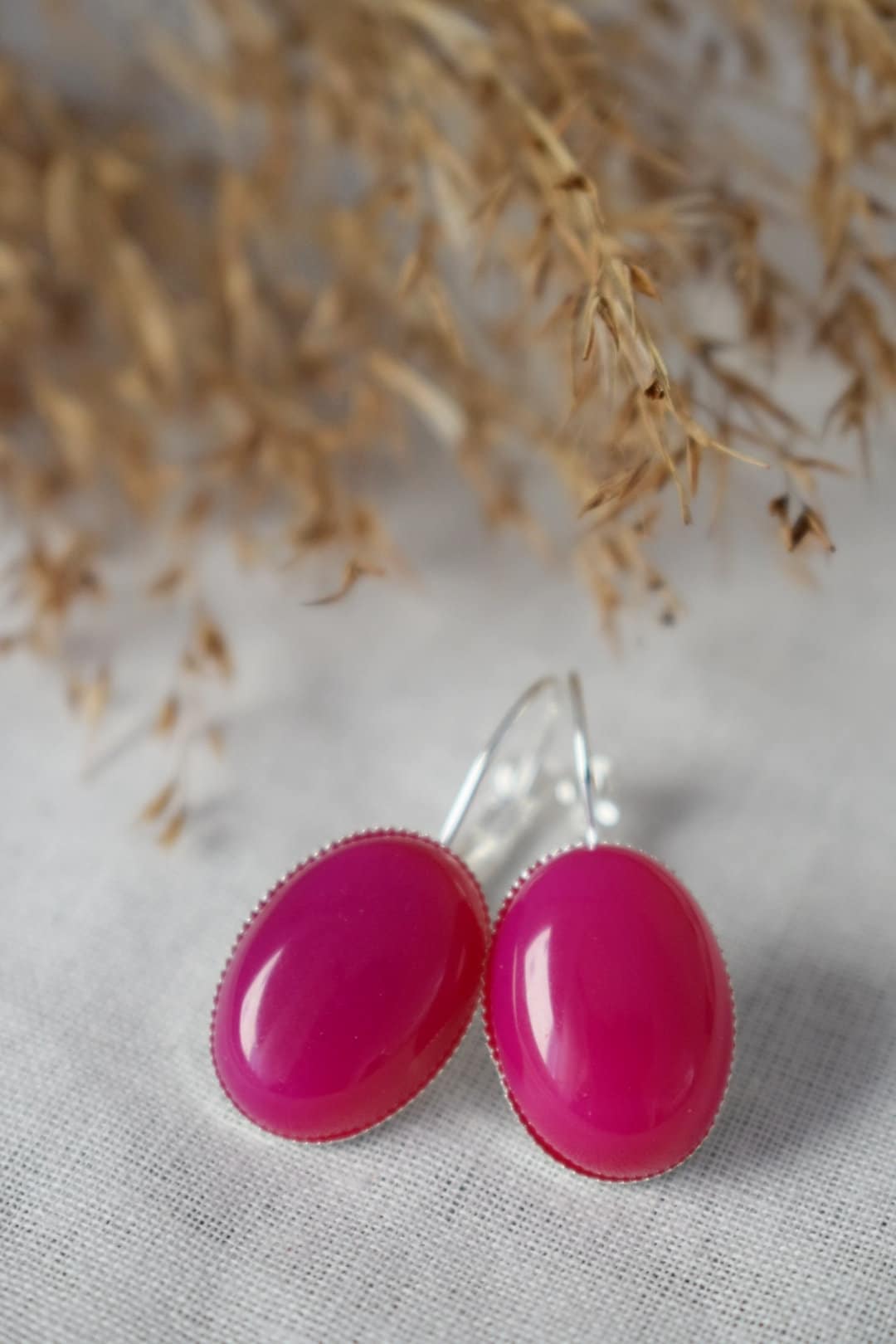 Pink agate earrings, Oval gemstone earrings, Pink leverback earrings, Pink stone, Pink silver jewelry, Agate silver jewelry, Gift for her