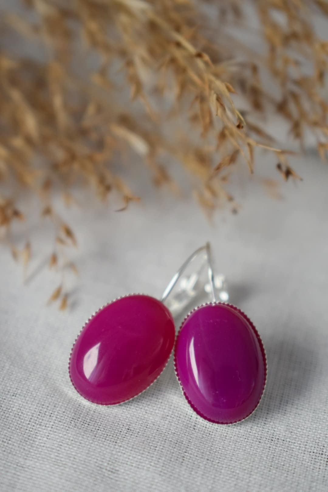 Pink agate earrings, Oval gemstone earrings, Pink leverback earrings, Pink stone, Pink silver jewelry, Agate silver jewelry, Gift for her