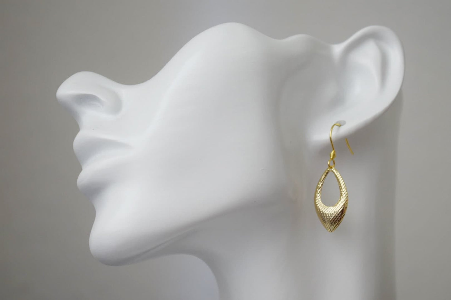 Gold pendant teardrop earrings, Minimalist, Geometric hanging dangle and drop gold earrings, Birthday small jewelry gifts for women mom wife